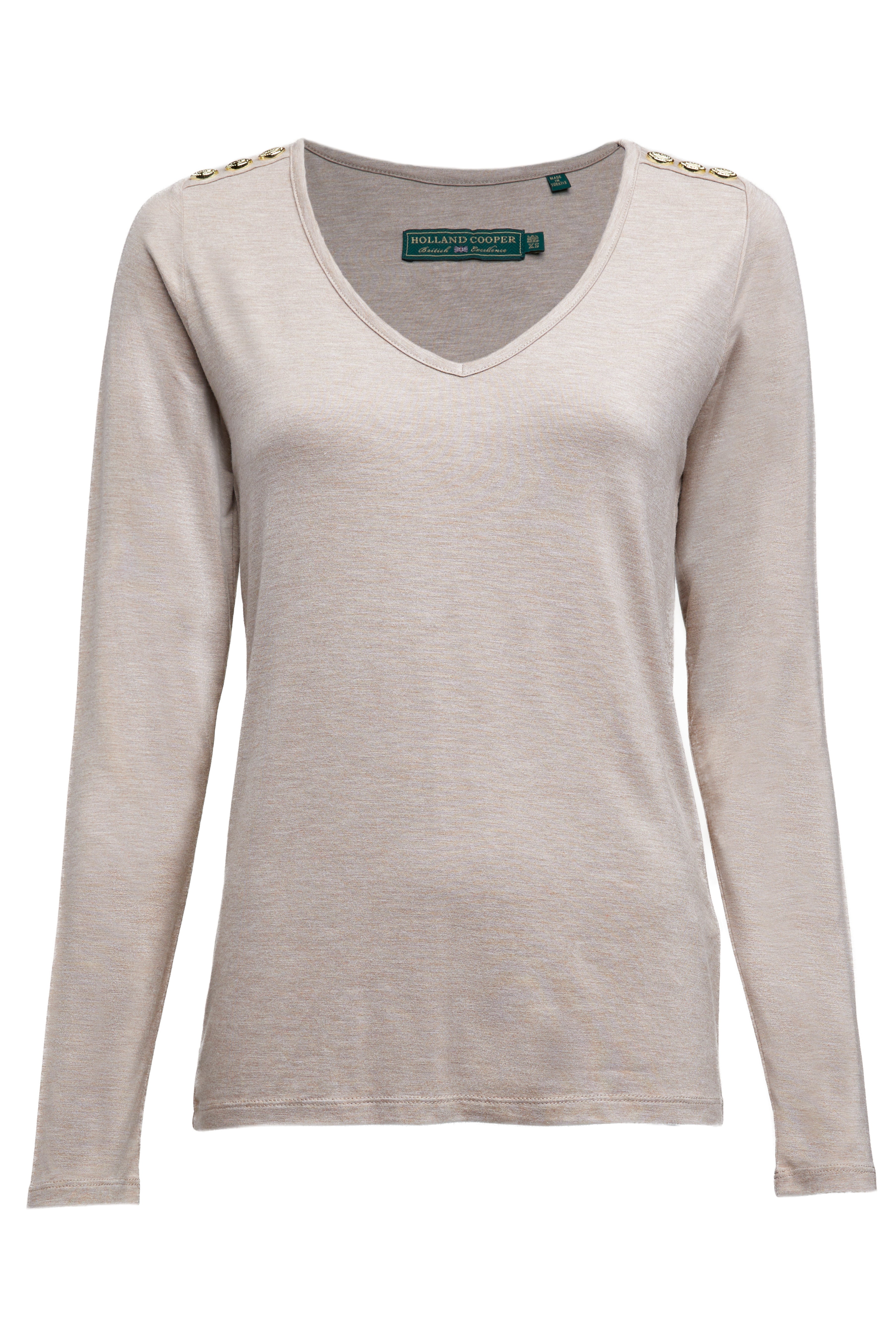 Long Sleeve V-Neck Tee -    oatmeal -  XL - View 95