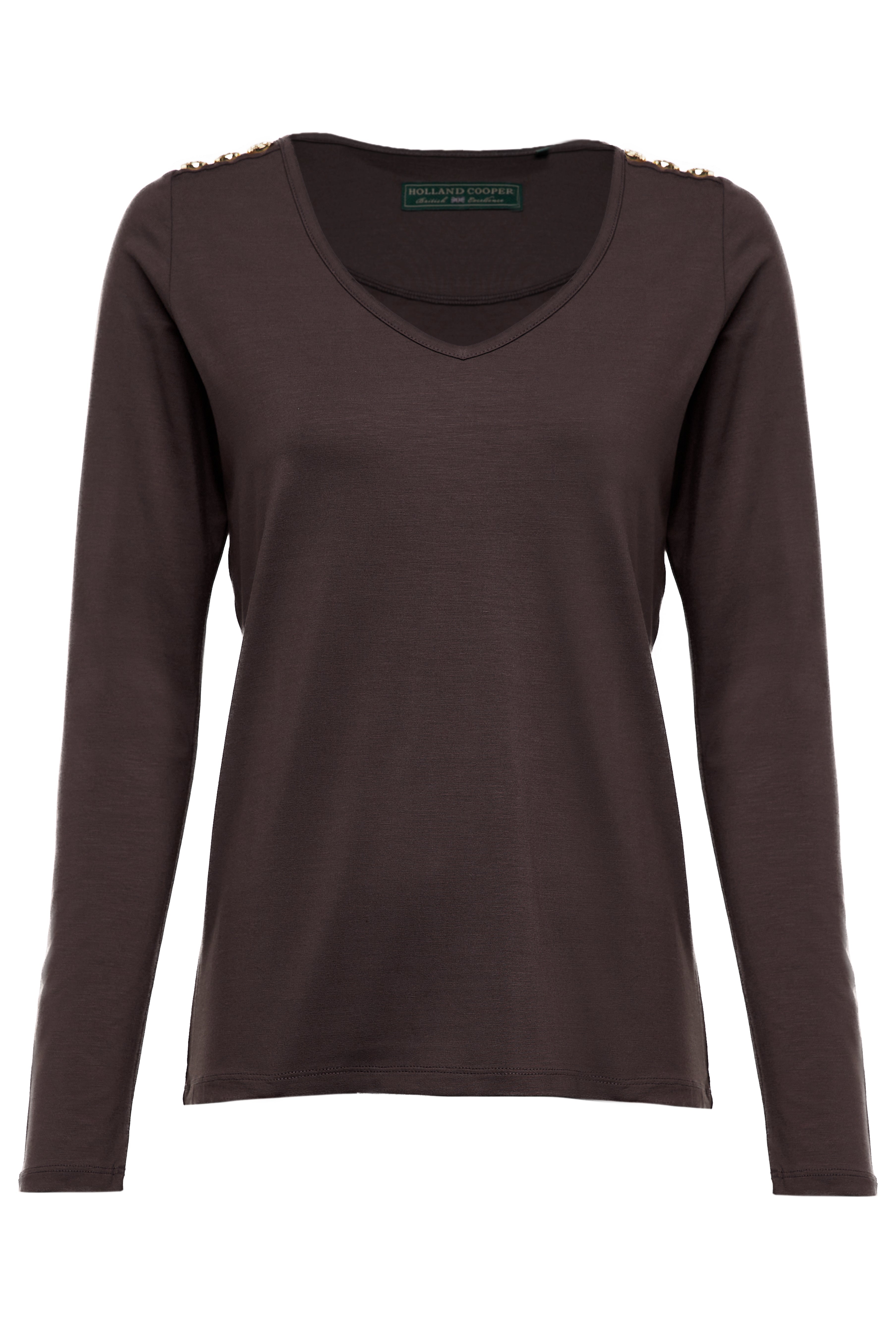 Long Sleeve V-Neck Tee -    coffee -  XL - View 85