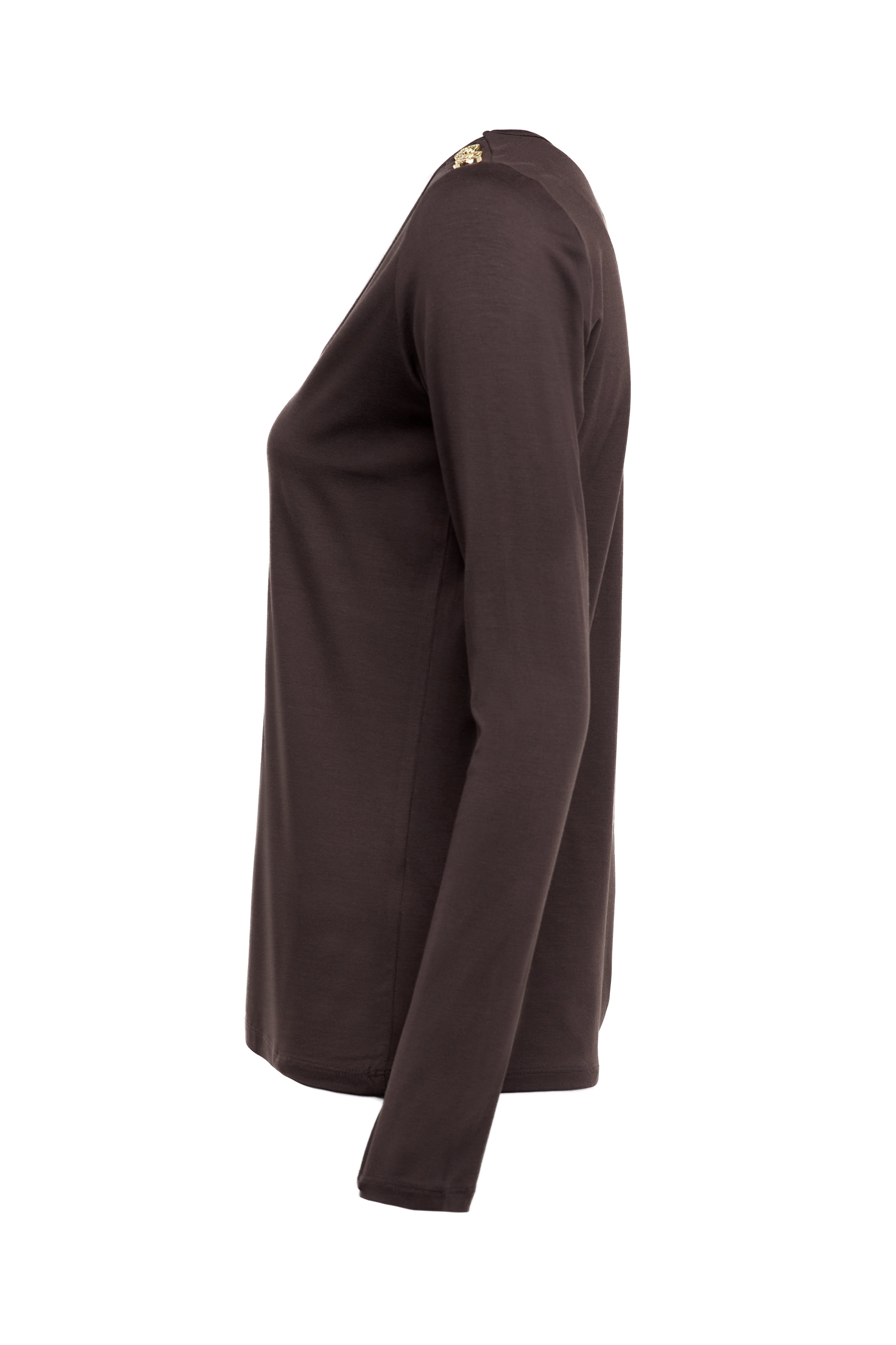 Long Sleeve V-Neck Tee -    coffee -  XL - View 89