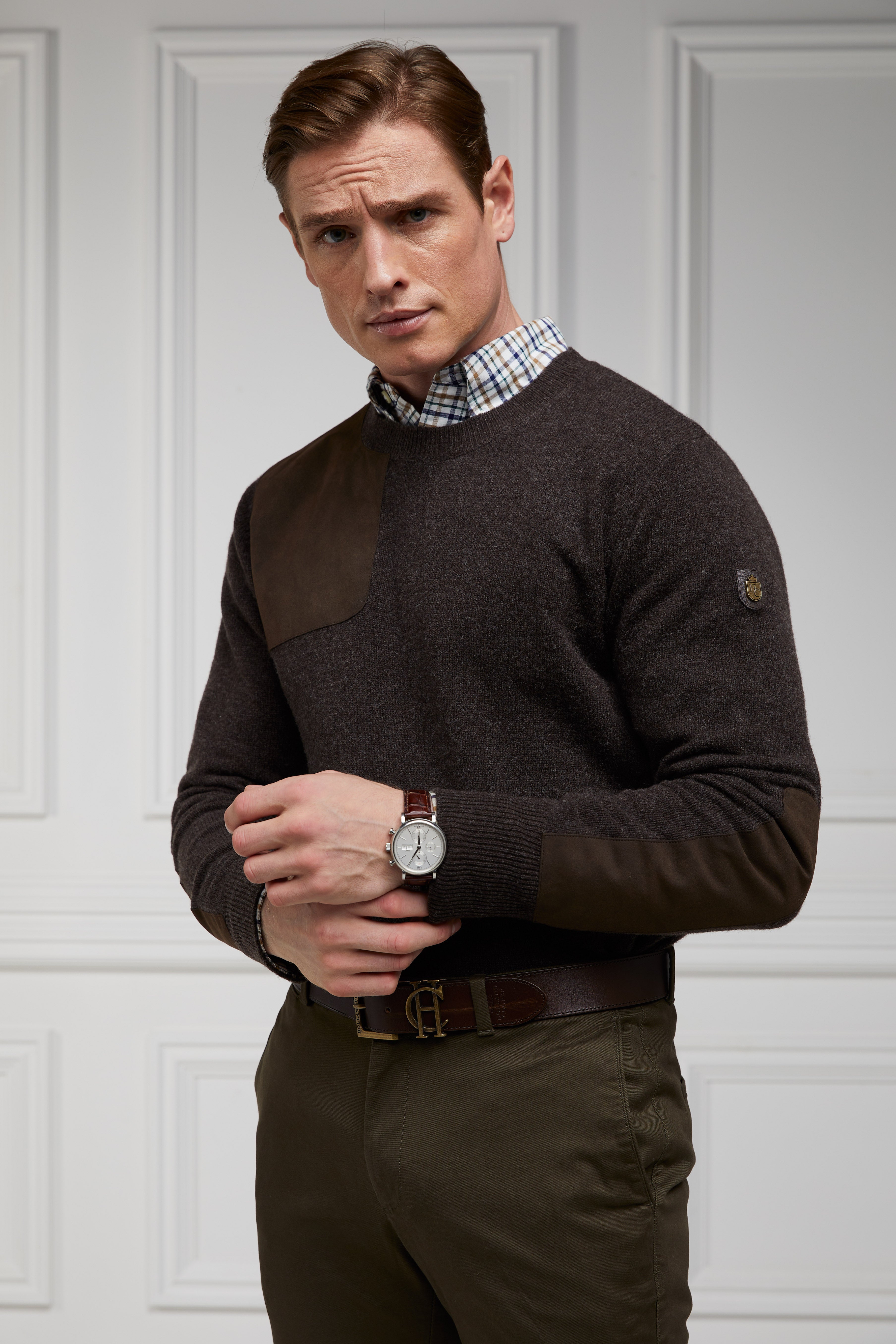 Country Crew Neck Knit -    chocolate -  XXL - View 128