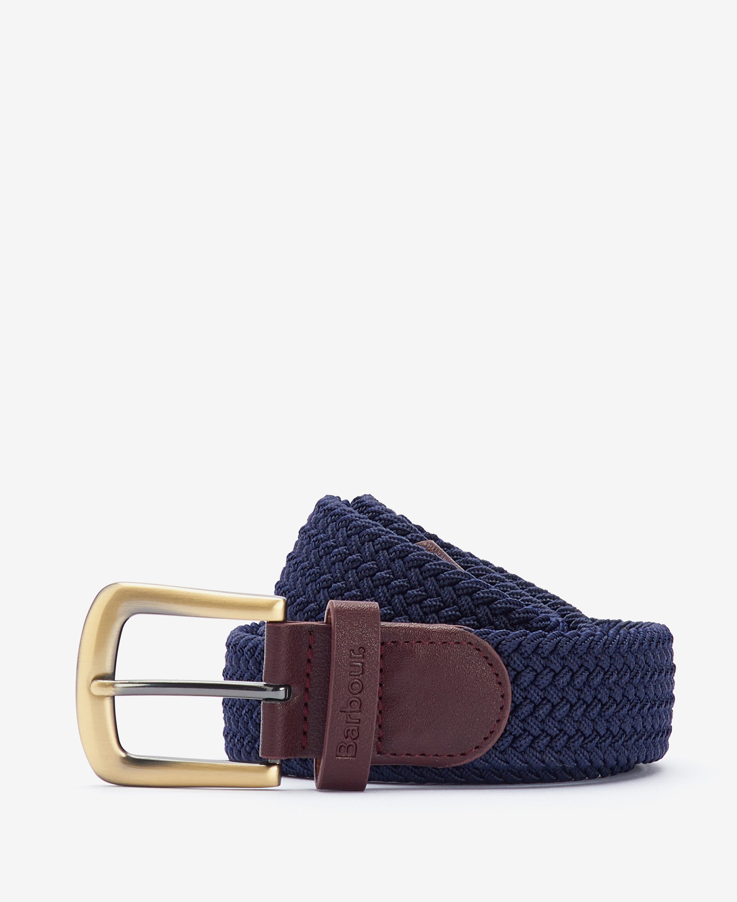 Barbour Navy Stretch Webbing Leather Belt #Colour_Navy