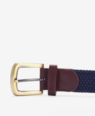 Barbour Navy Stretch Webbing Leather Belt #Colour_Navy