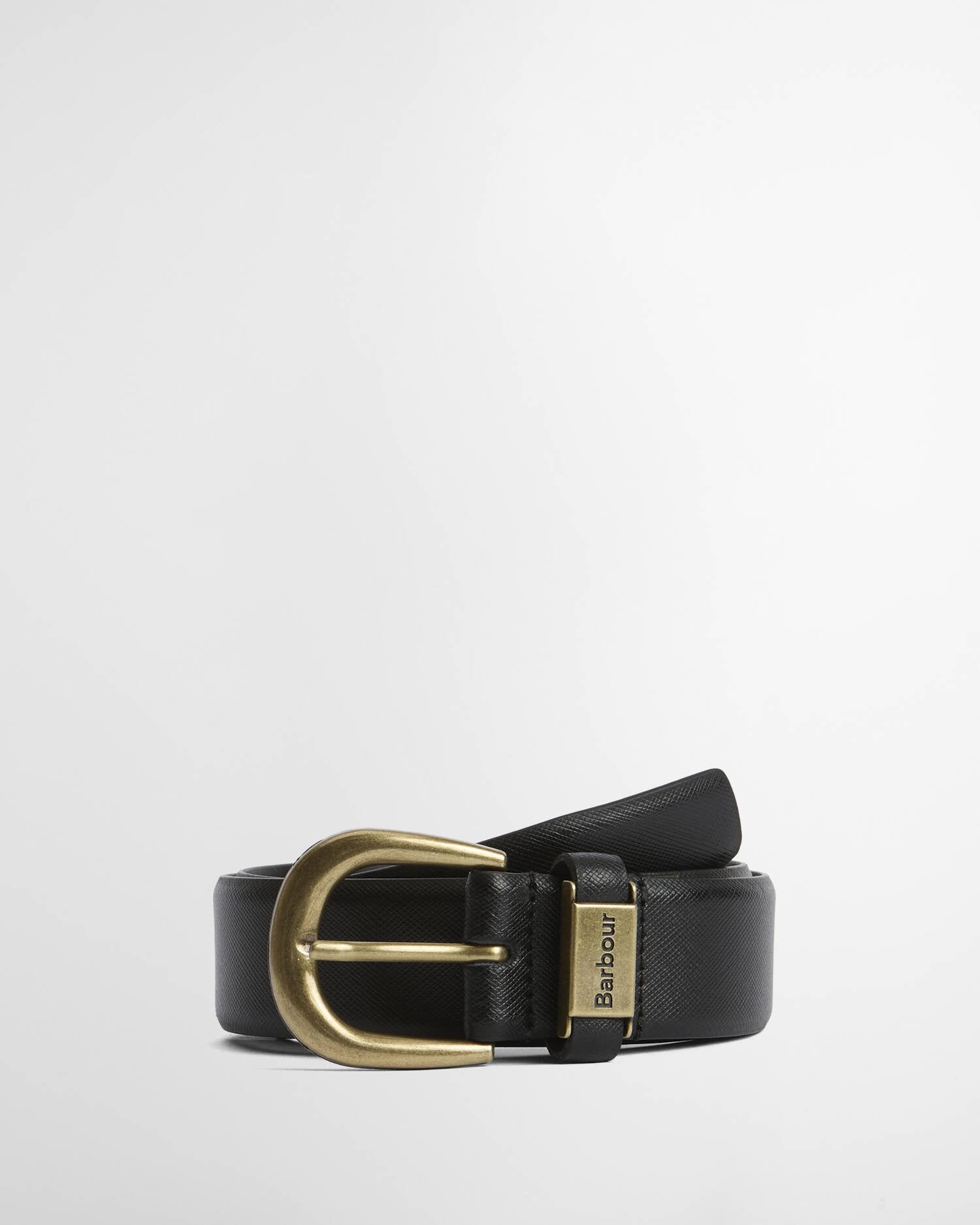 Barbour Black Saffiano Clyde Leather Belt #Colour_Black Saffiano
