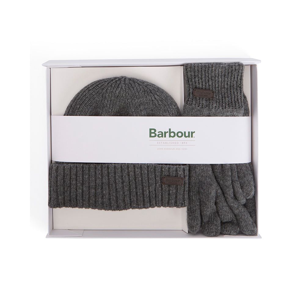 Barbour Carlton Beanie & Gloves Gift Set #Colour_Grey