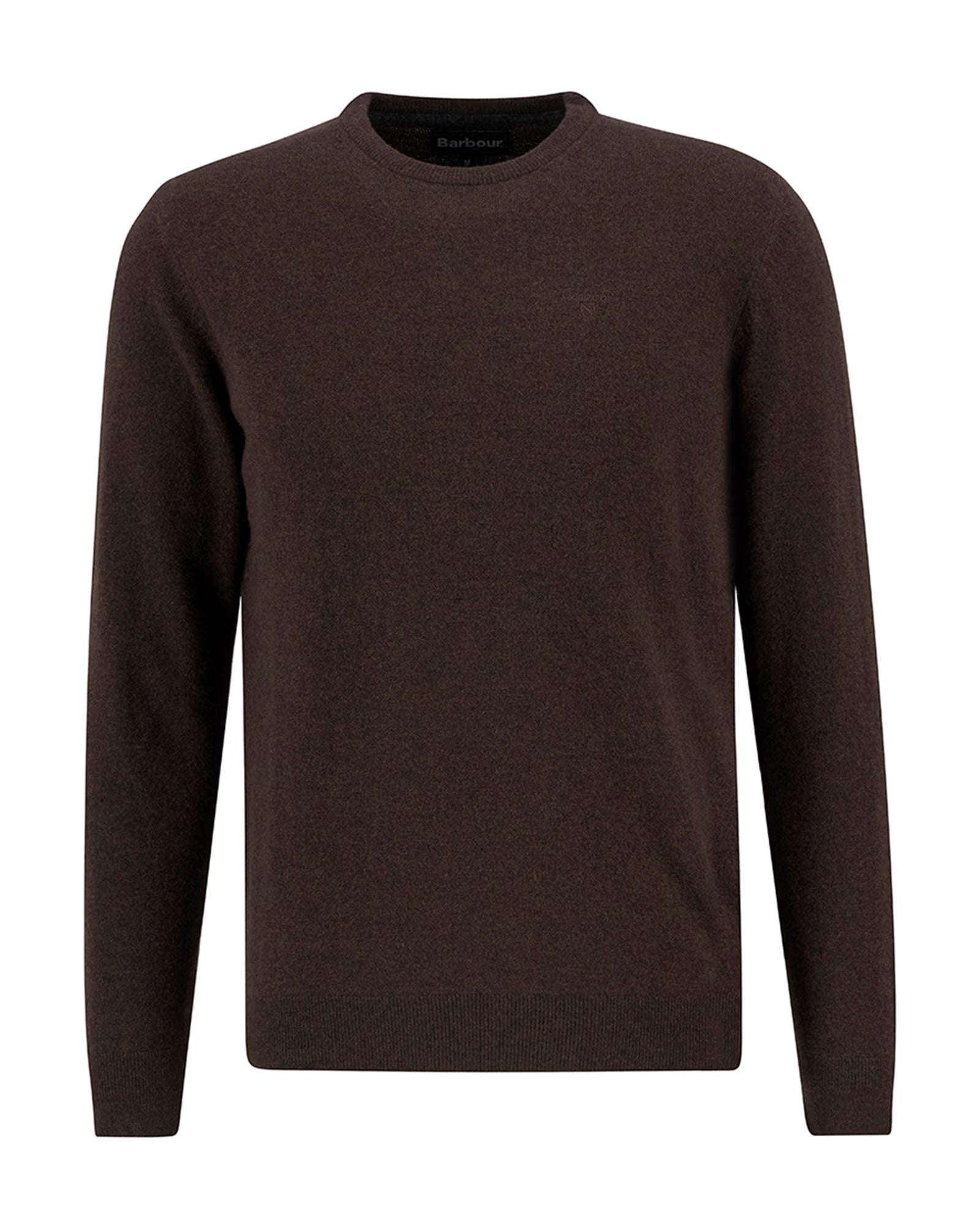 Barbour Essential Lambswool Crew Neck #Colour_Dark Oak