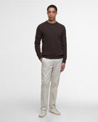 Barbour Essential Lambswool Crew Neck #Colour_Dark Oak