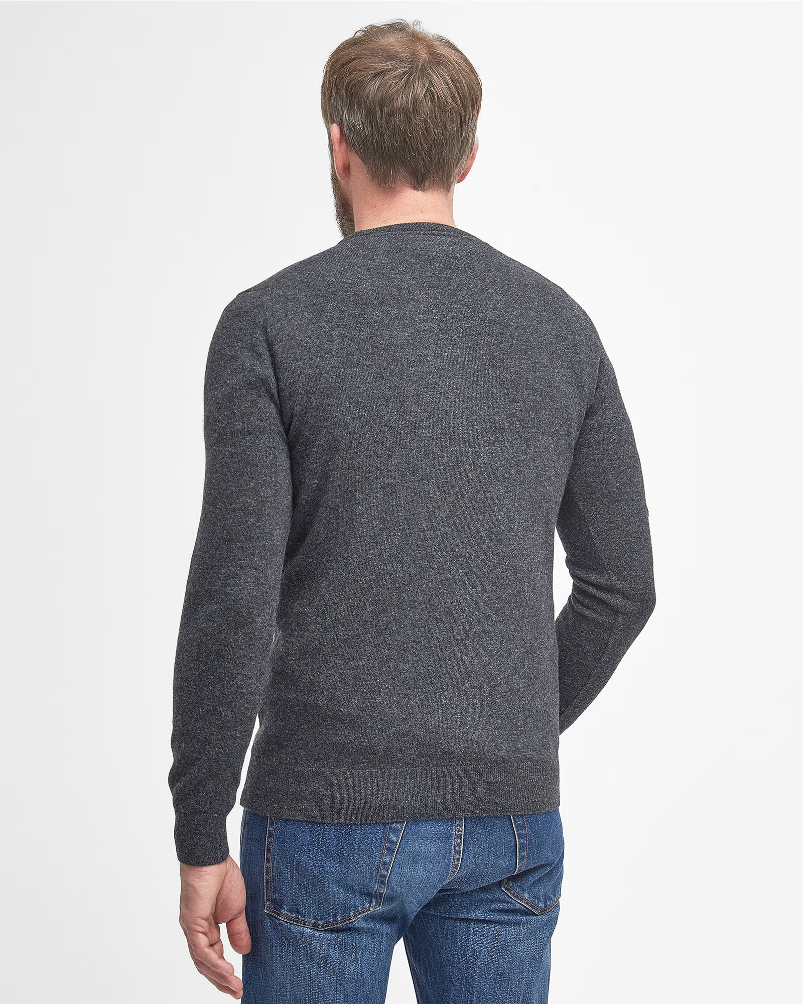 Barbour Essential Lambswool Crew Neck #Colour_Charcoal Grey