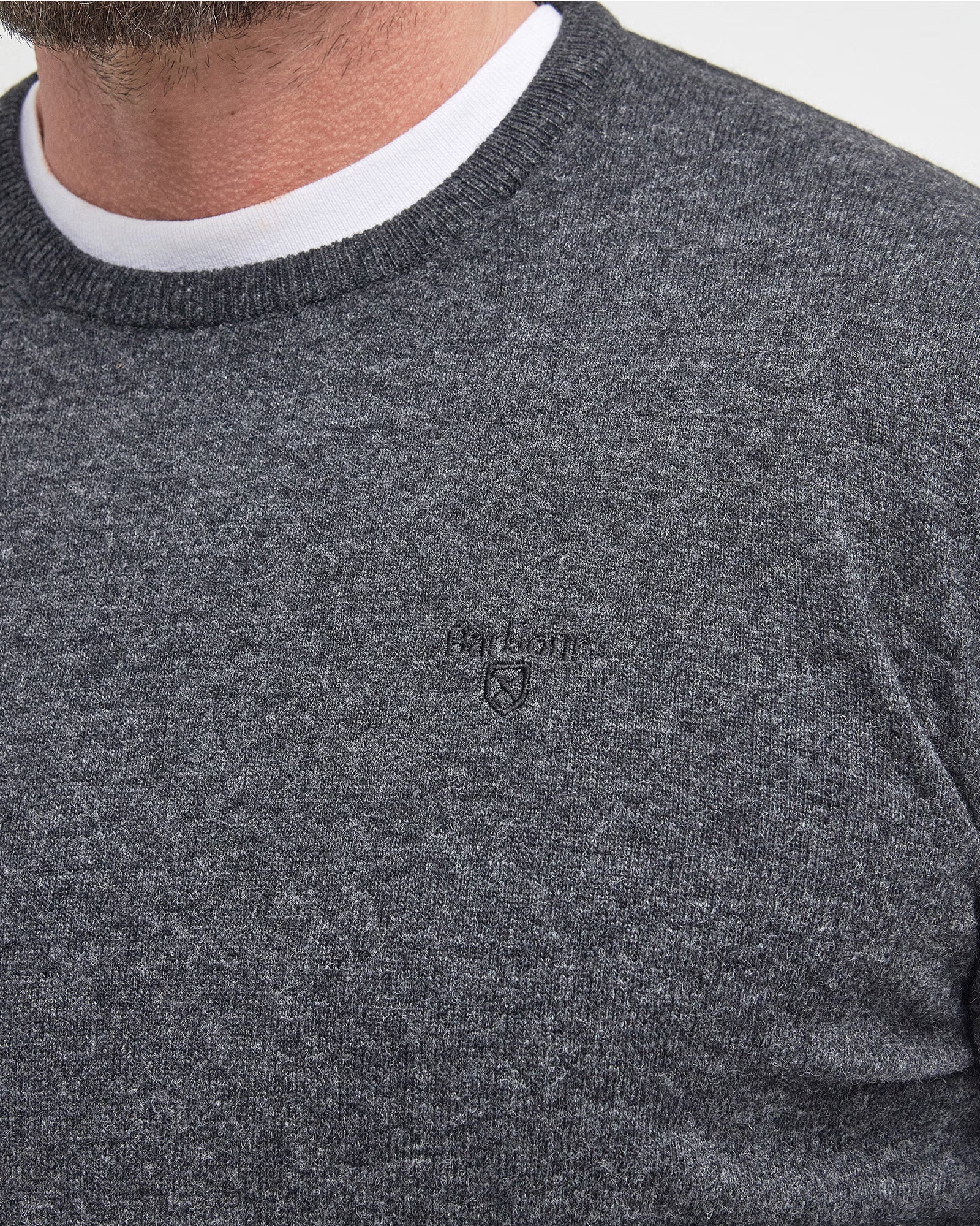 Barbour Essential Lambswool Crew Neck #Colour_Charcoal Grey