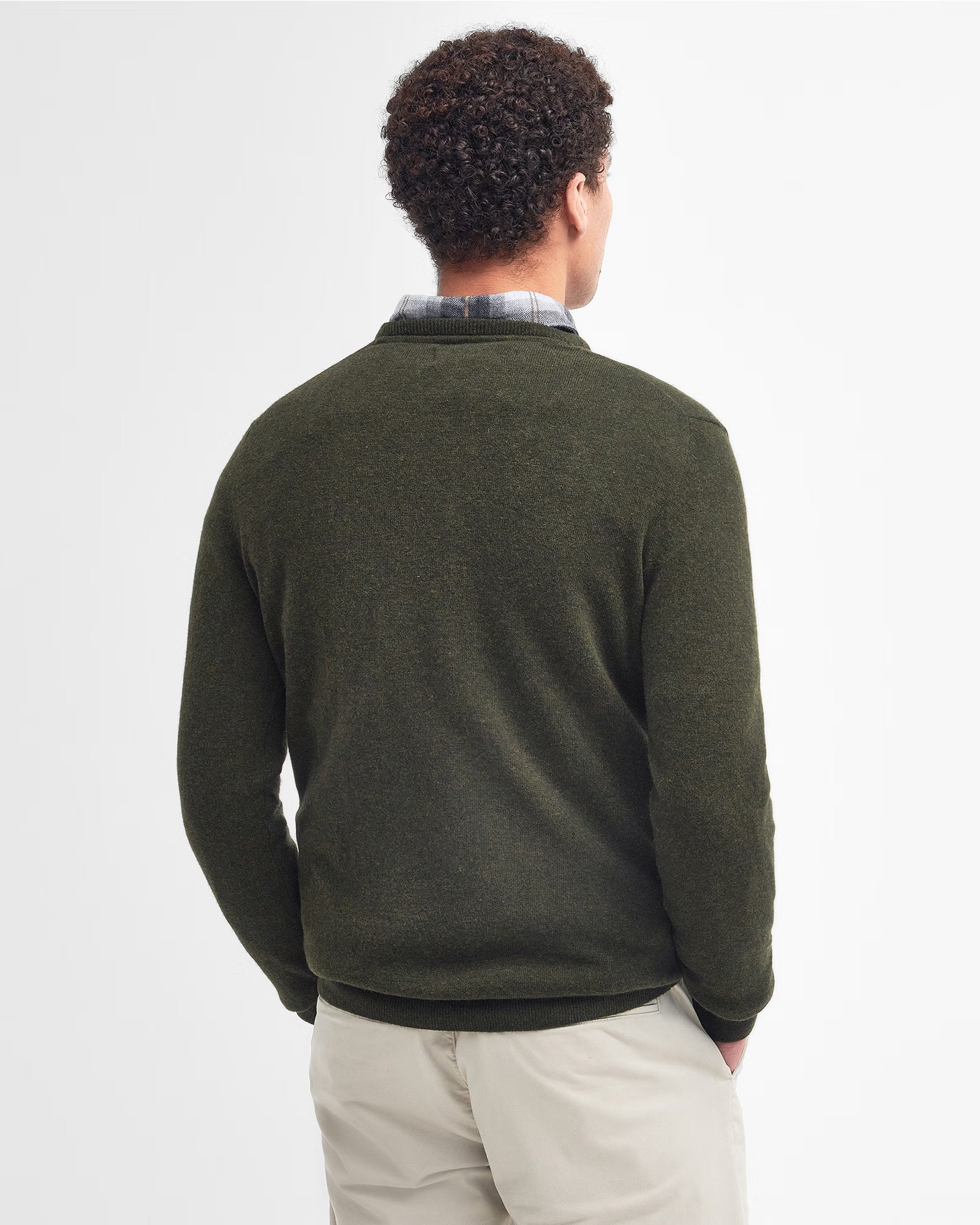 Barbour Essential Lambswool Crew Neck #Colour_Seaweed Green
