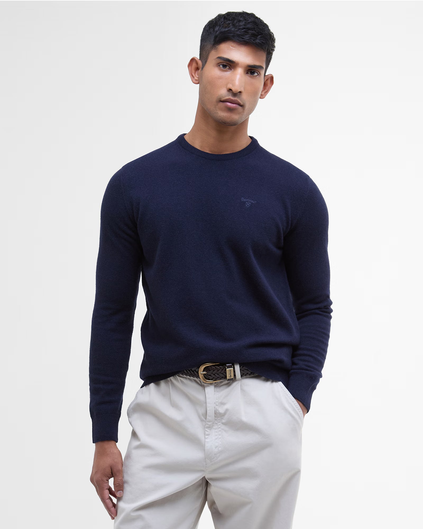 Barbour Essential Lambswool Crew Neck #Colour_Navy