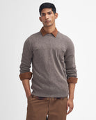 Barbour Essential Lambswool Crew Neck #Colour_Dark Stone