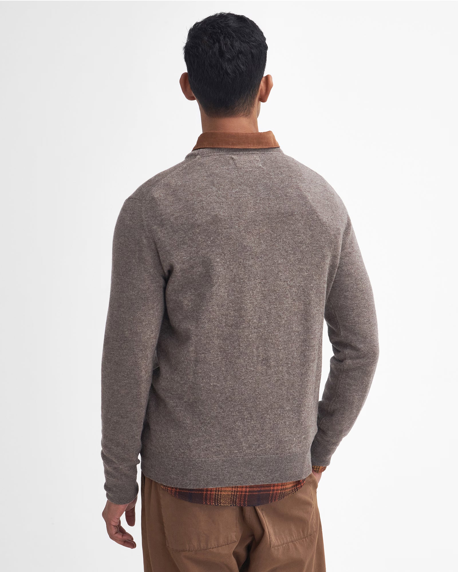 Barbour Essential Lambswool Crew Neck #Colour_Dark Stone