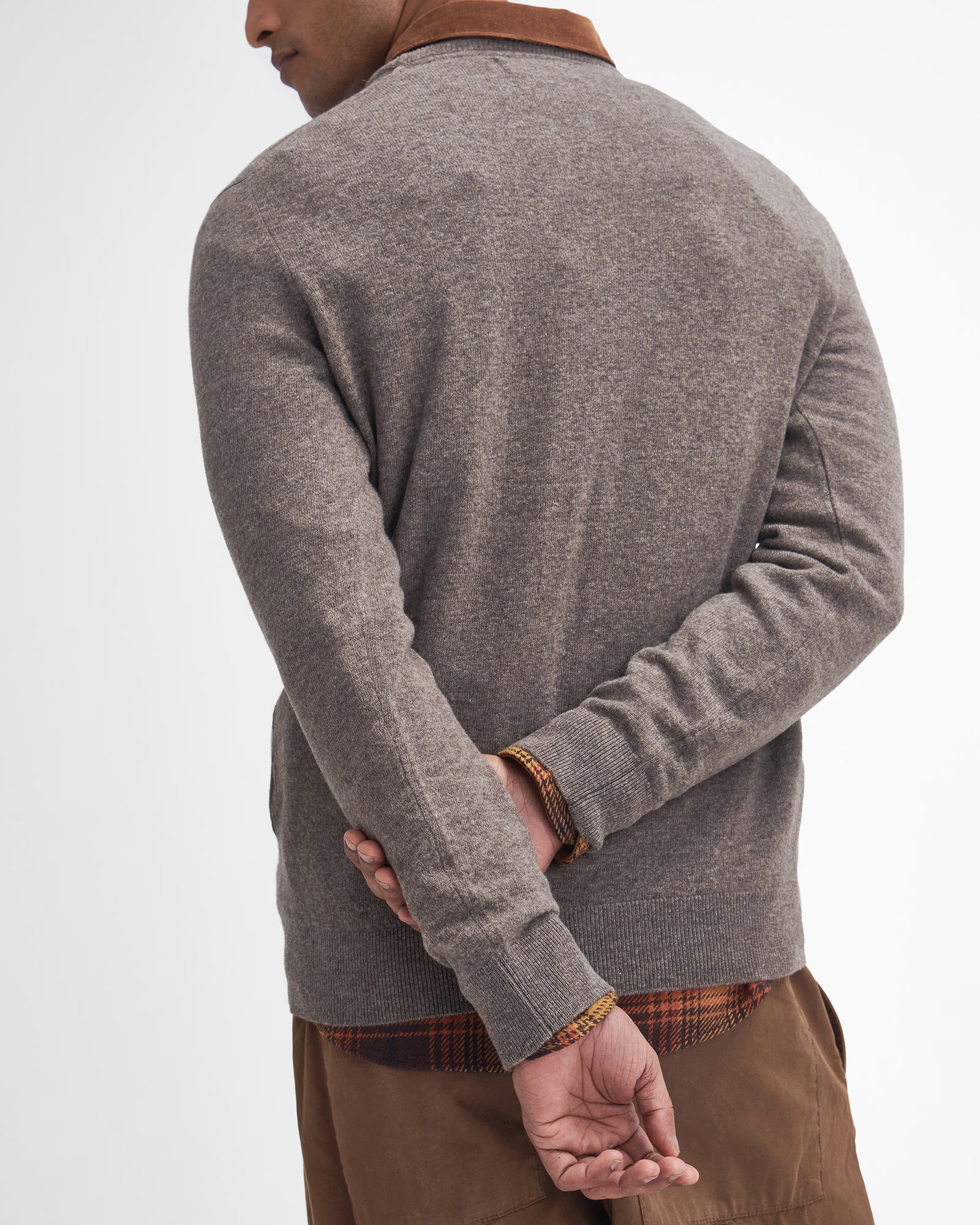 Barbour Essential Lambswool Crew Neck #Colour_Dark Stone