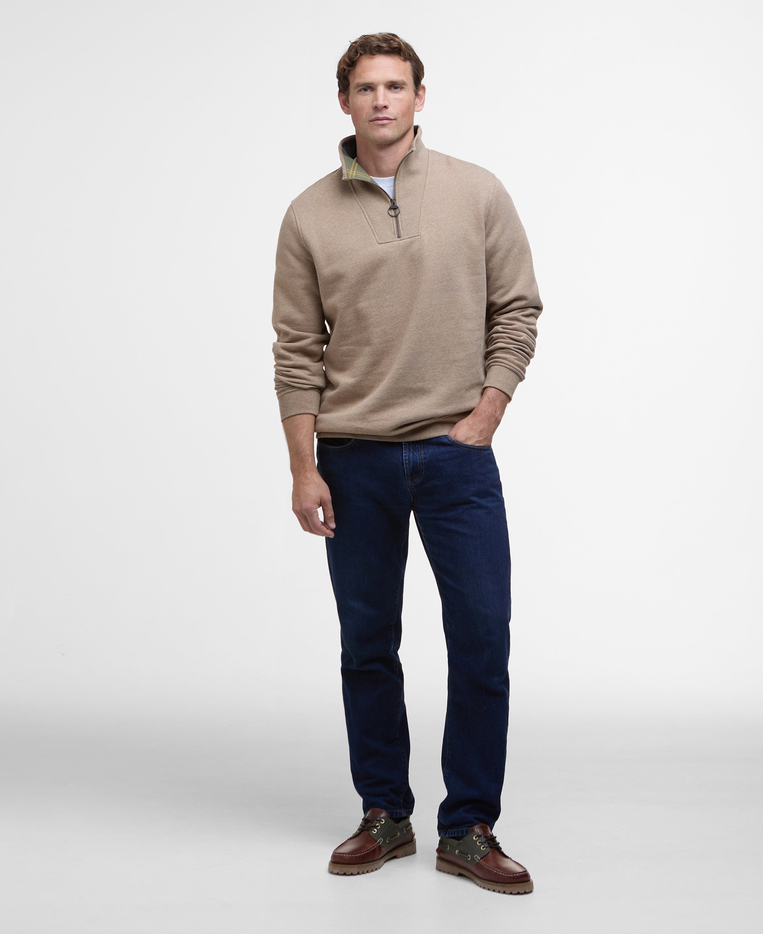 Barbour Stone Marl Nelson Half-Zip Sweatshirt #Colour_Stone Marl