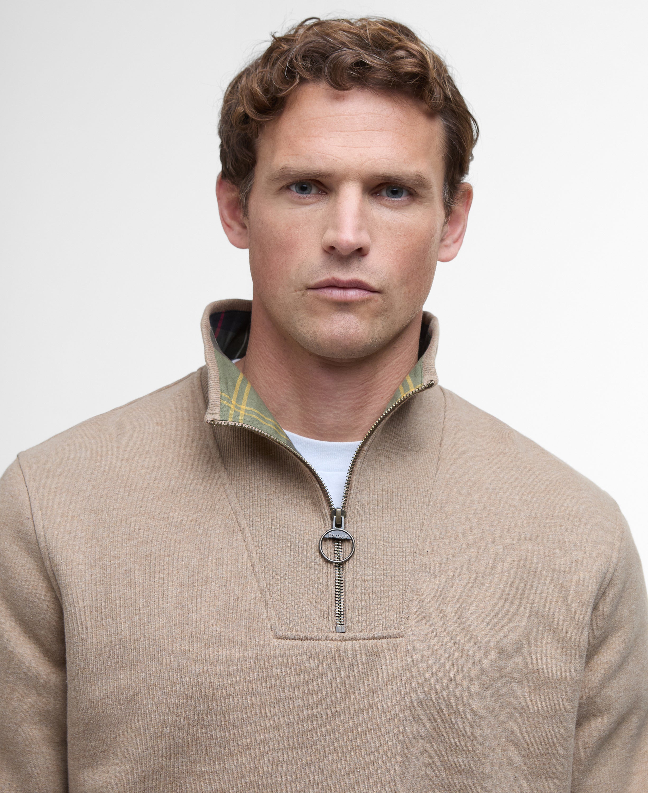 Barbour Stone Marl Nelson Half-Zip Sweatshirt #Colour_Stone Marl