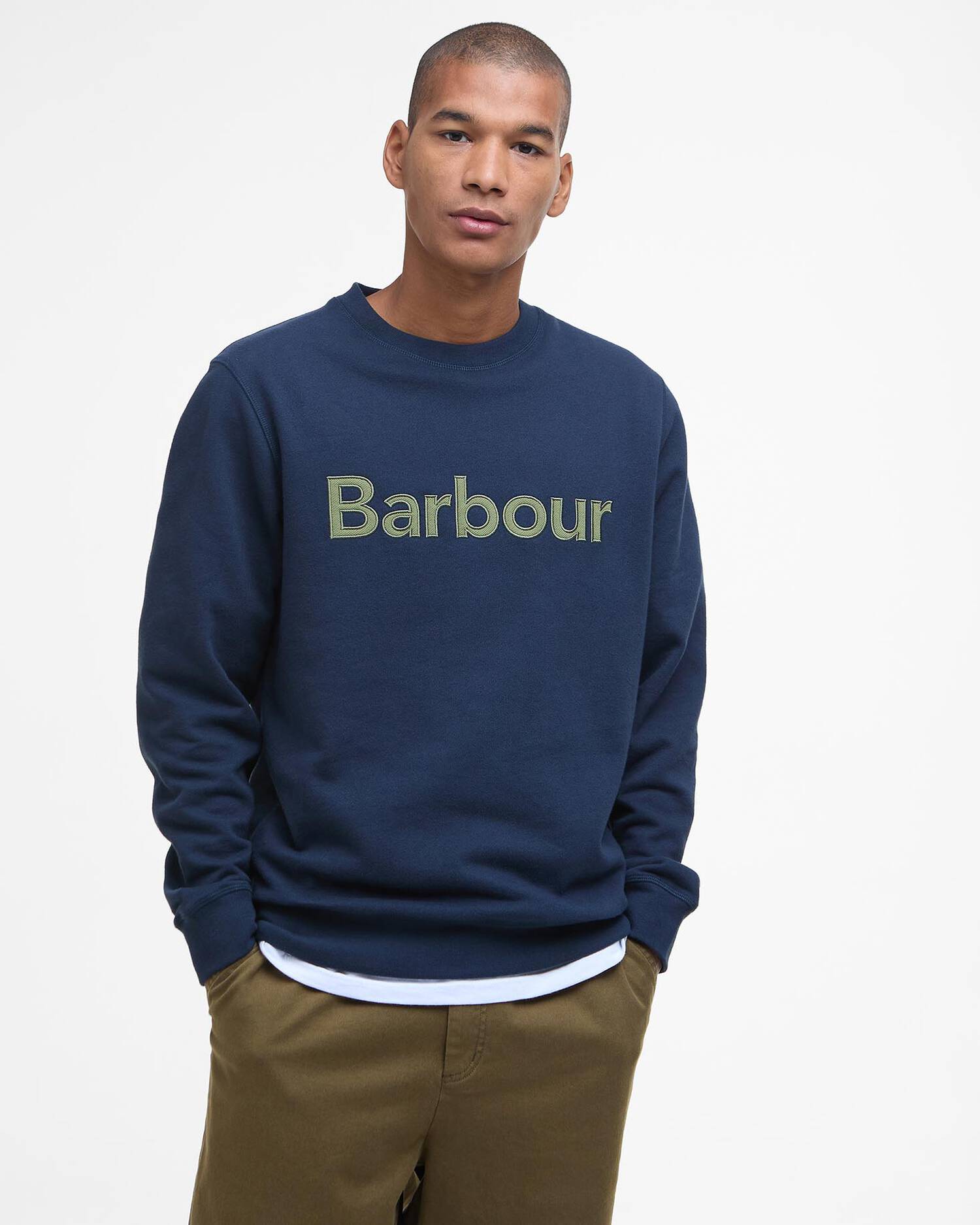 Barbour Navy Pique Applique Crew Sweatshirt #Colour_Navy