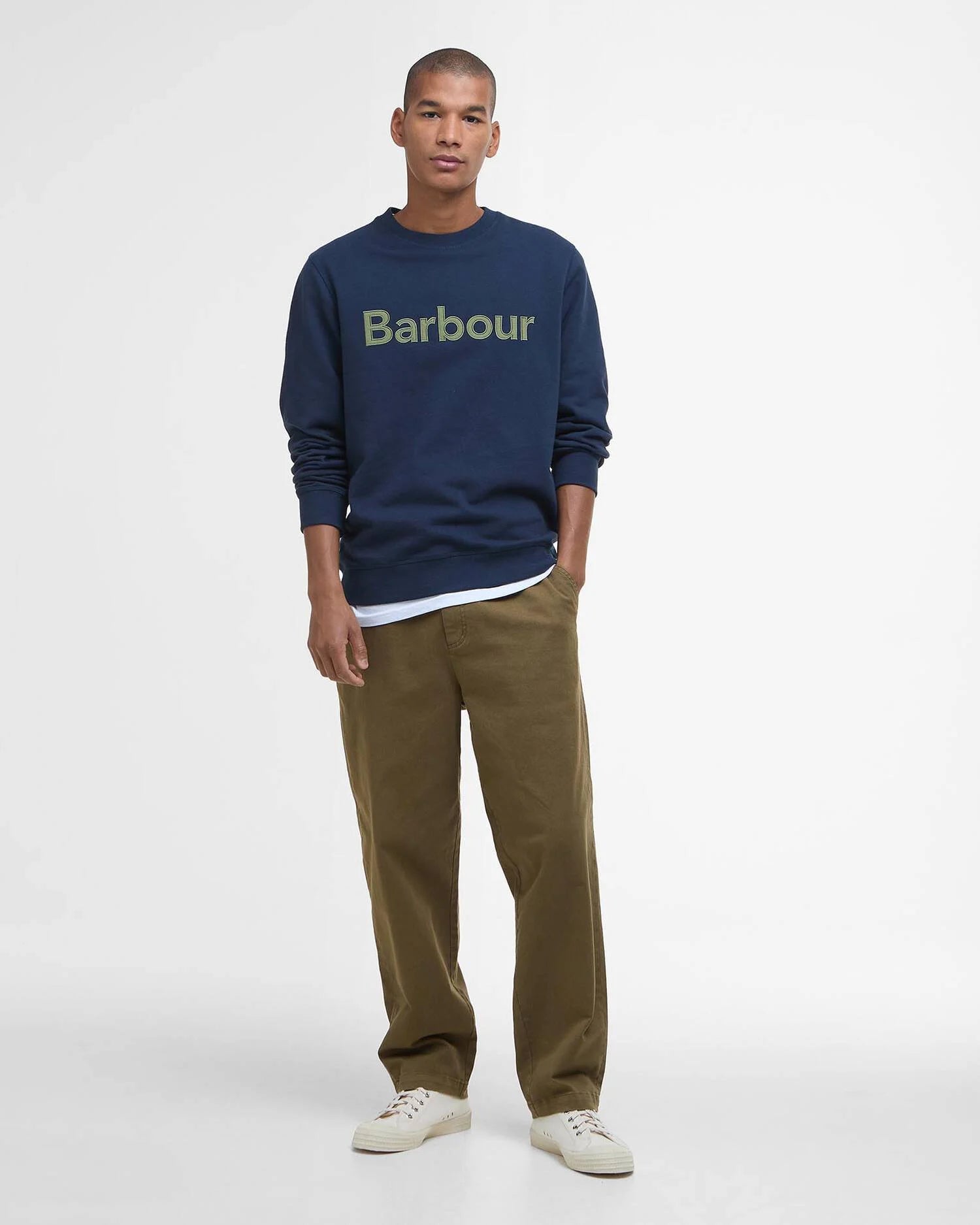 Barbour Navy Pique Applique Crew Sweatshirt #Colour_Navy