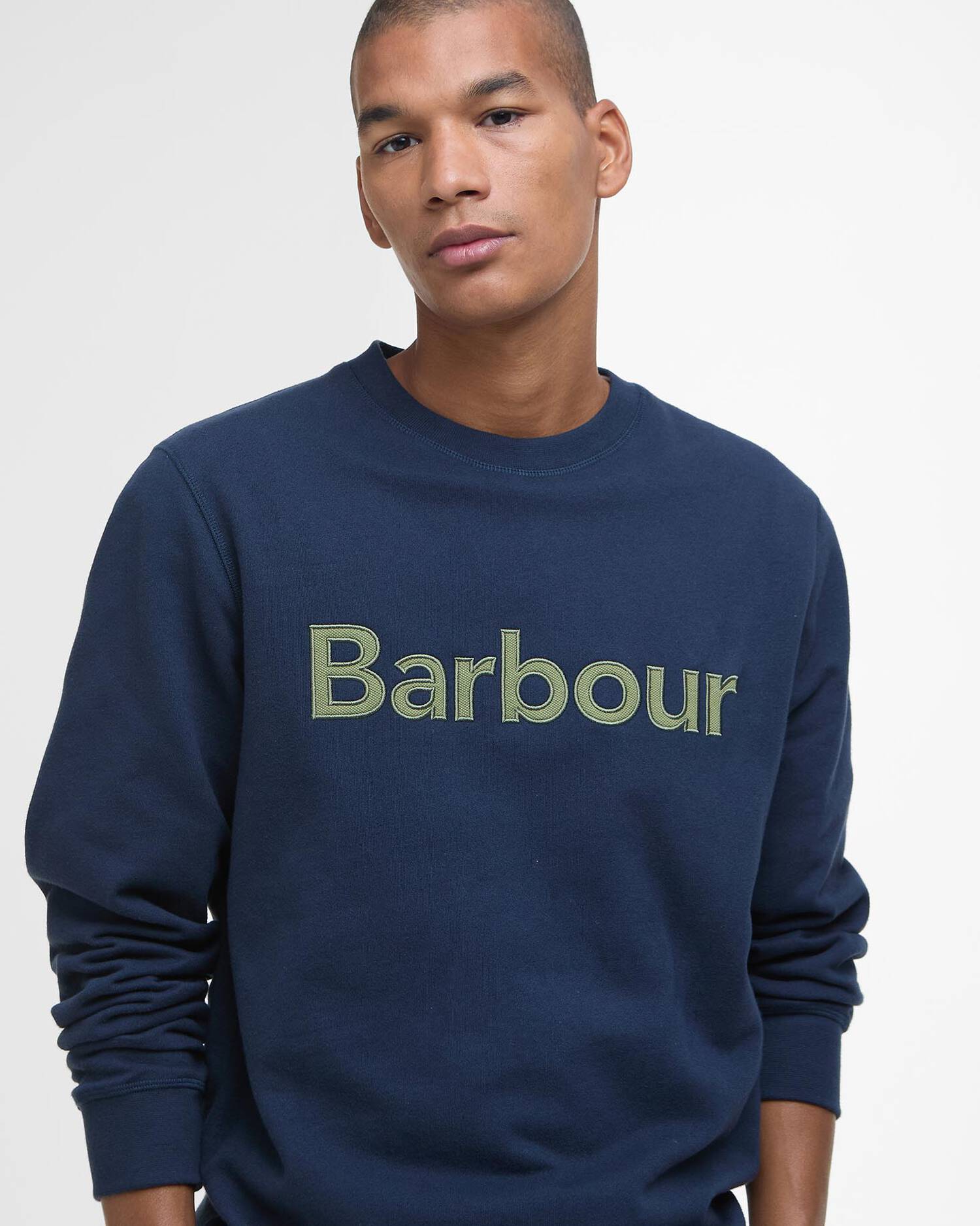 Barbour Navy Pique Applique Crew Sweatshirt #Colour_Navy