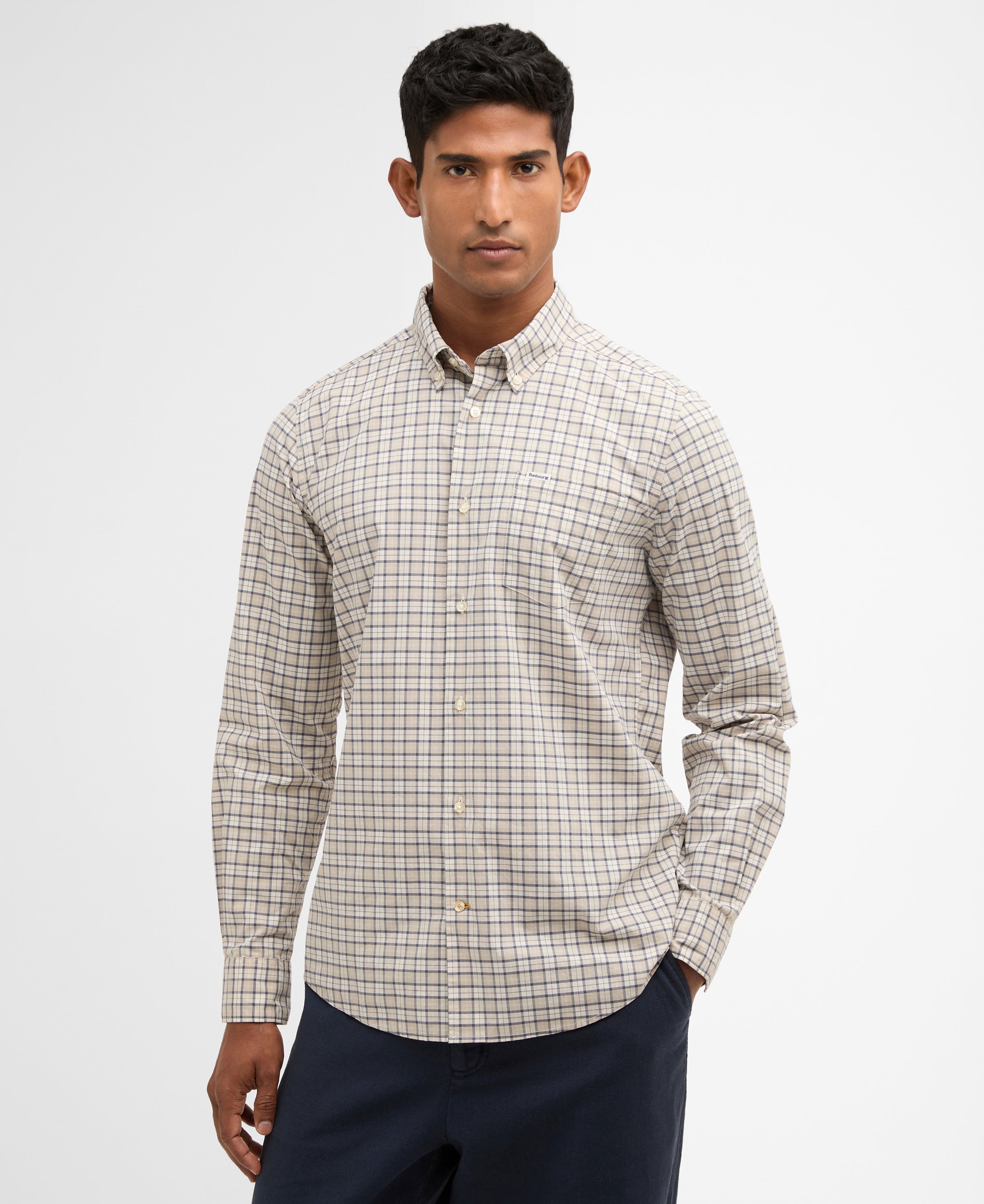 Barbour Oban Mist Tartan Lomond Tailored Tartan Shirt #Colour_Oban Mist Tartan