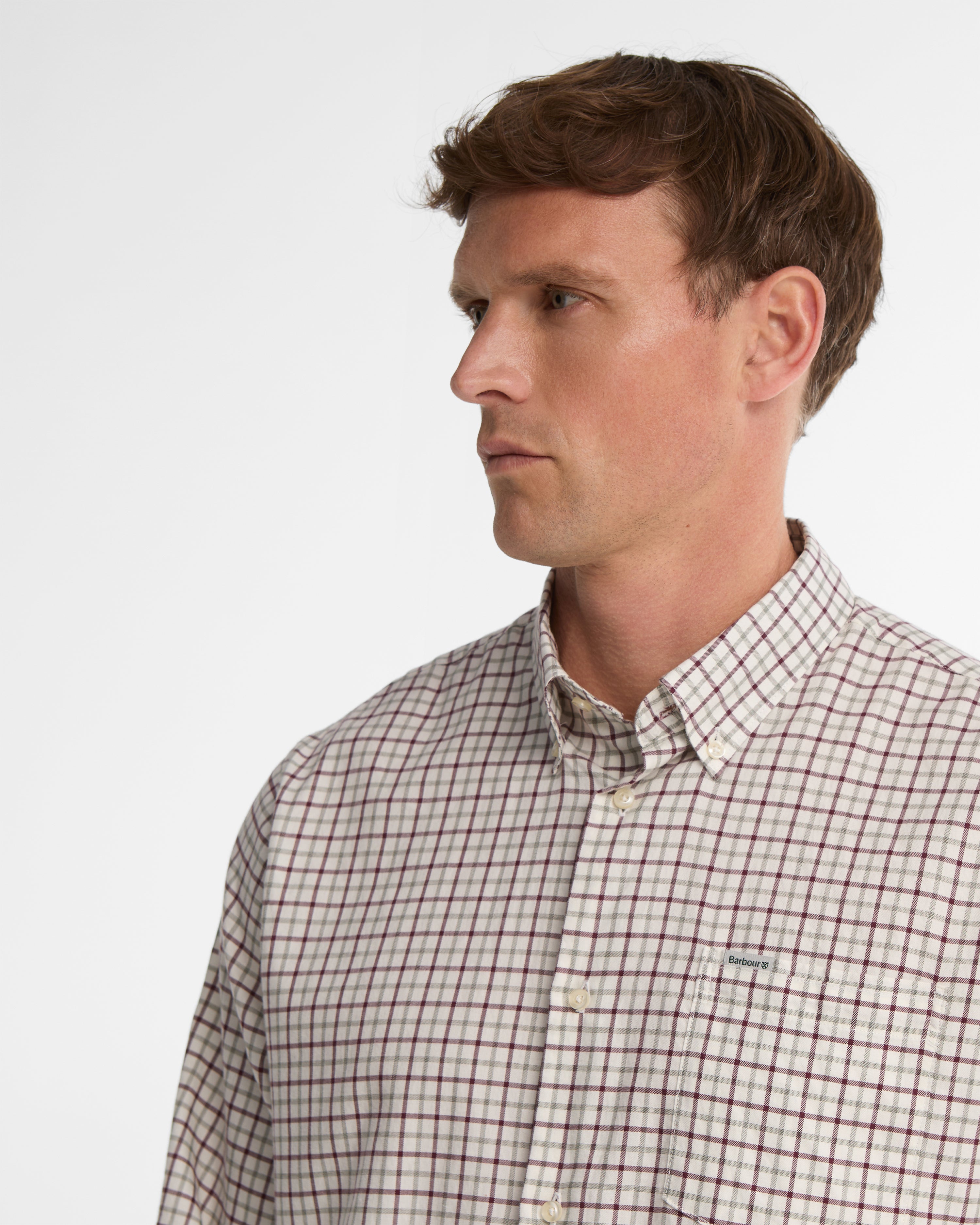 Barbour Preston Regular Tattersall Shirt #Colour_Dark Bordeaux