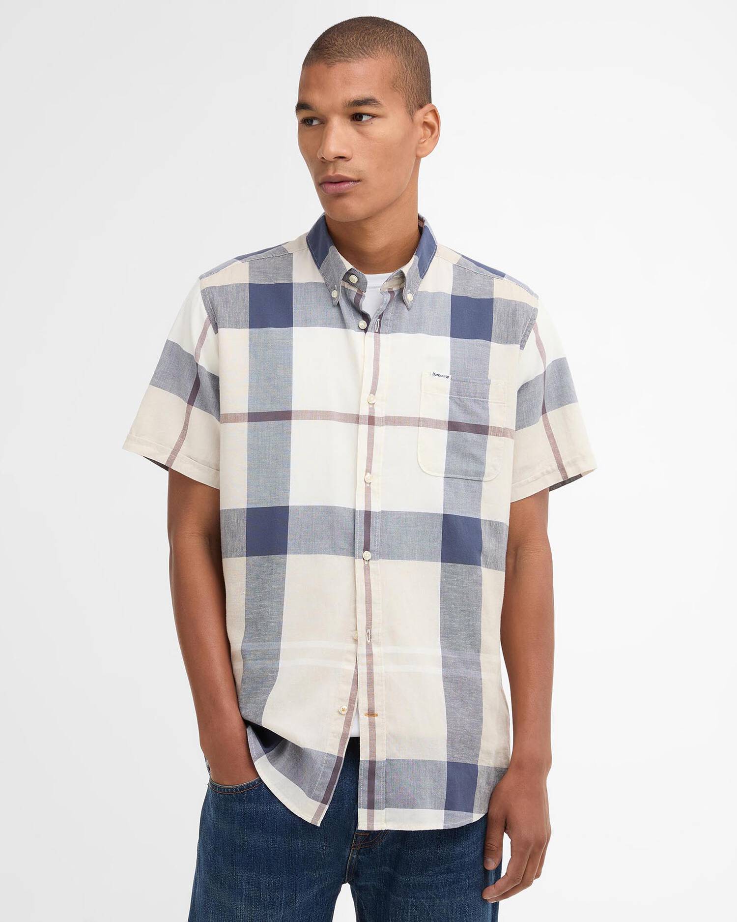 Barbour Oban Mist Tartan Douglas SS Tailored Shirt #Colour_Oban Mist Tartan