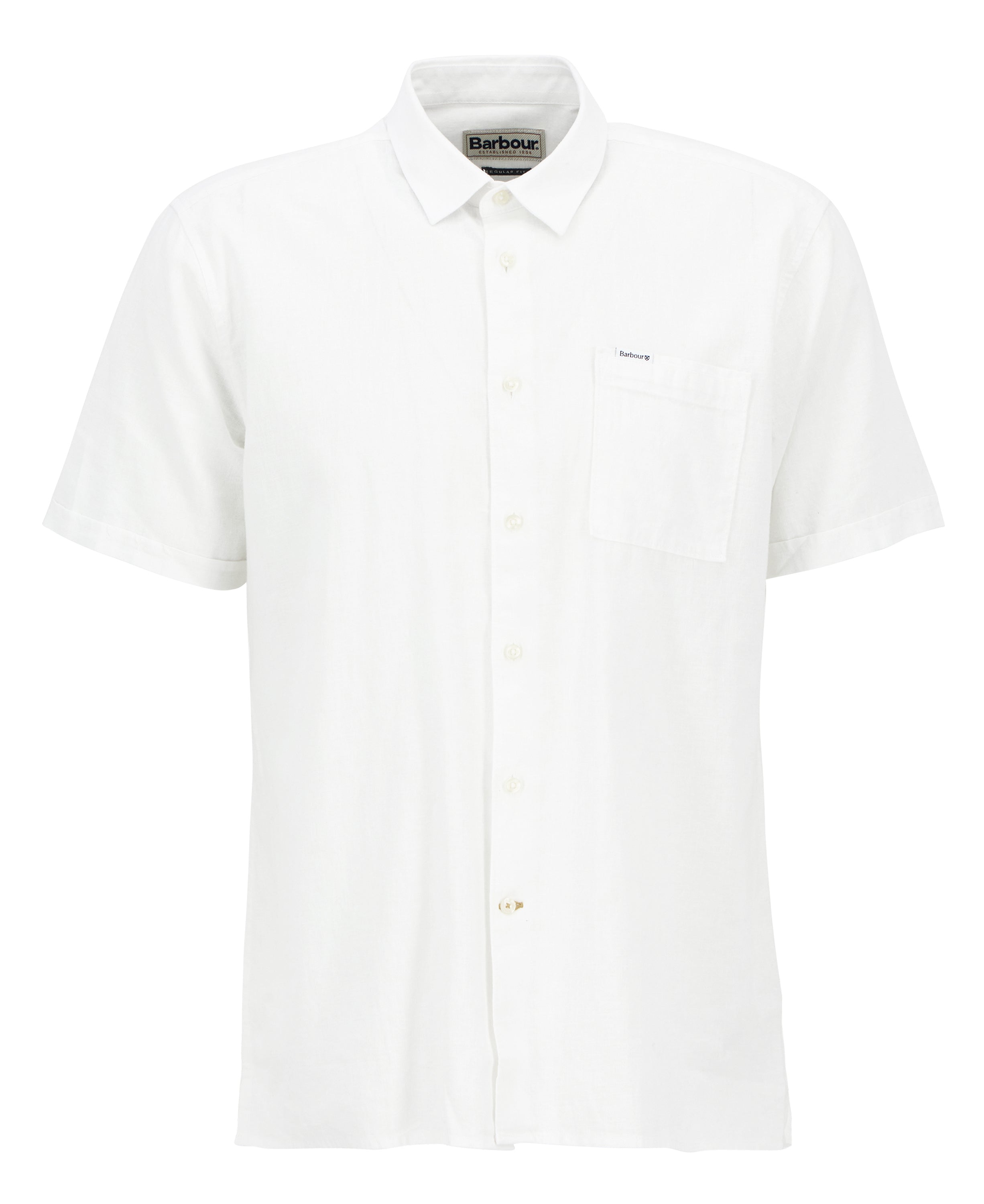 Barbour White Nelson SS Summer Fit Shirt #Colour_White