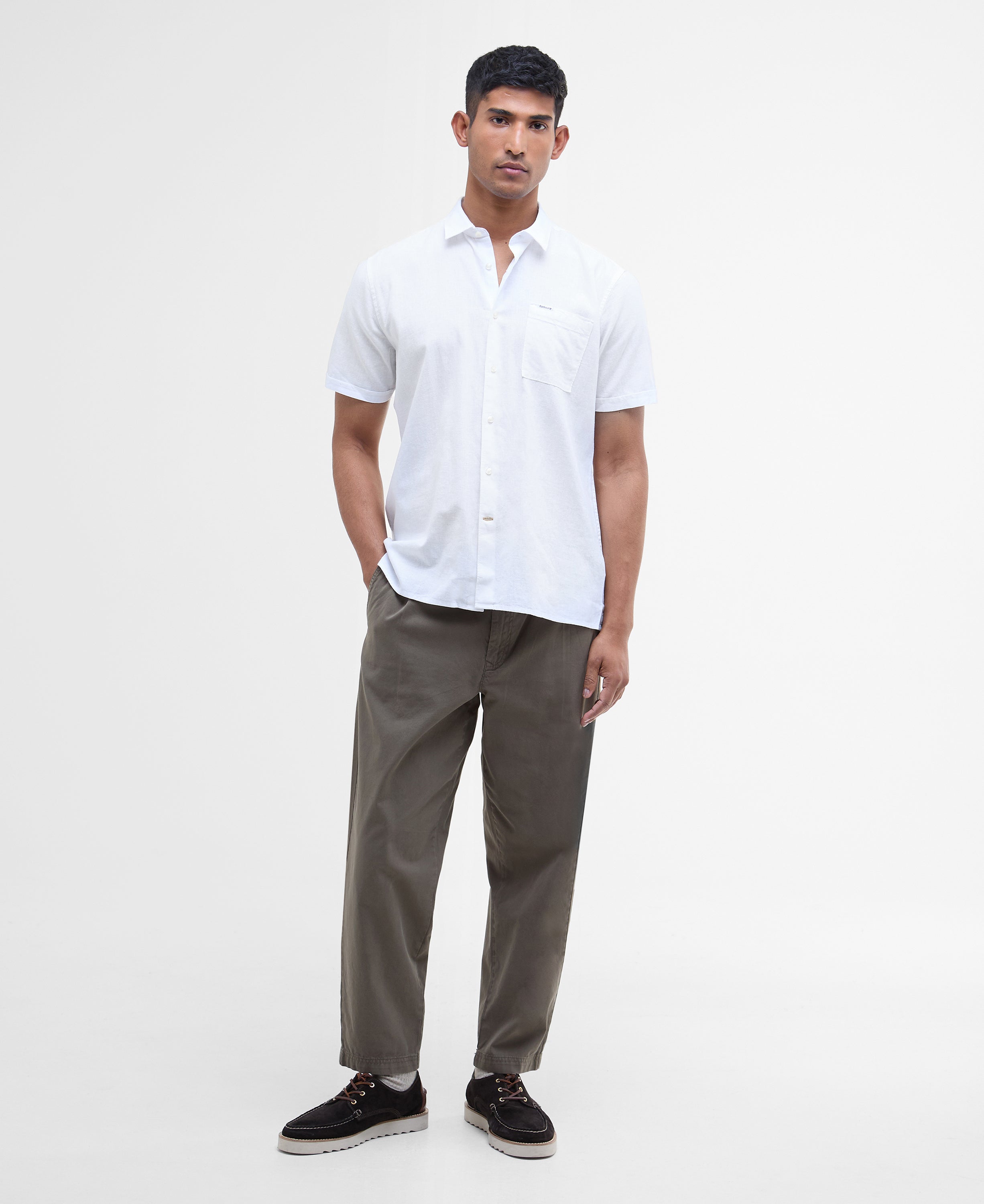 Barbour White Nelson SS Summer Fit Shirt #Colour_White
