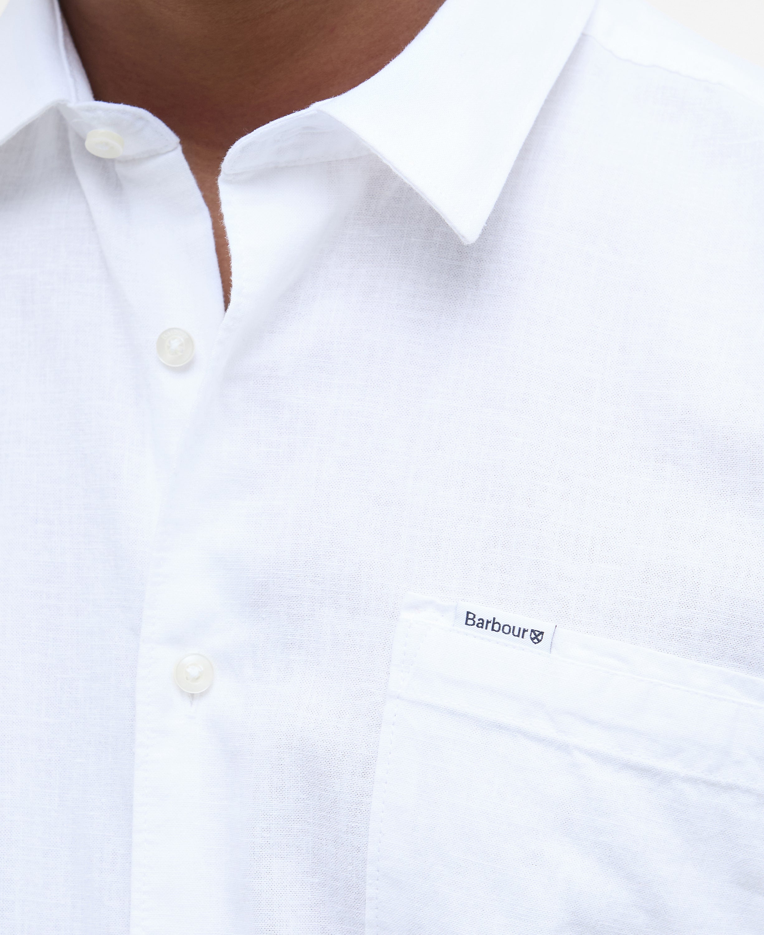Barbour White Nelson SS Summer Fit Shirt #Colour_White