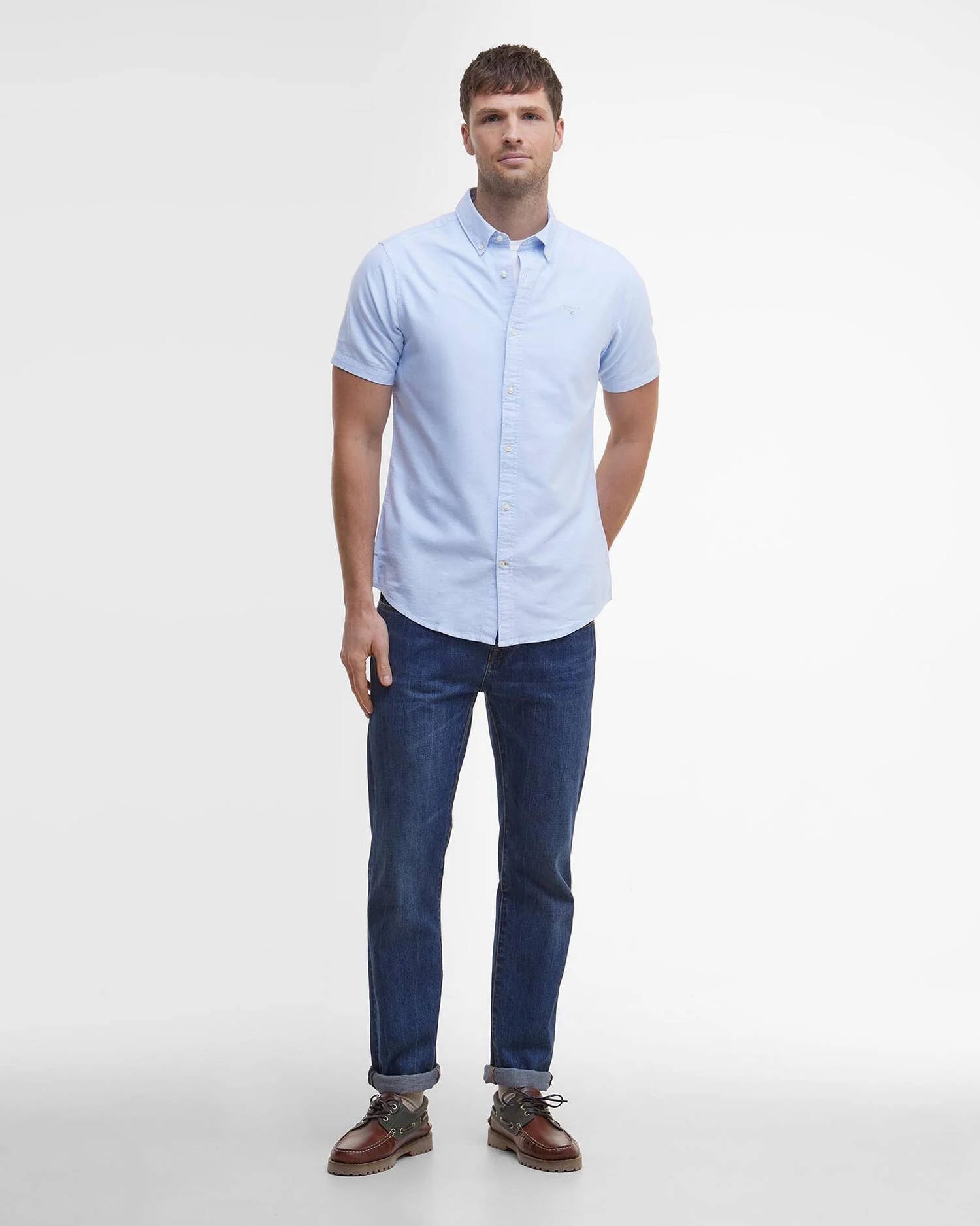 Barbour Sky Blue Striped Oxtown SS Tailored Shirt #Colour_Sky Blue