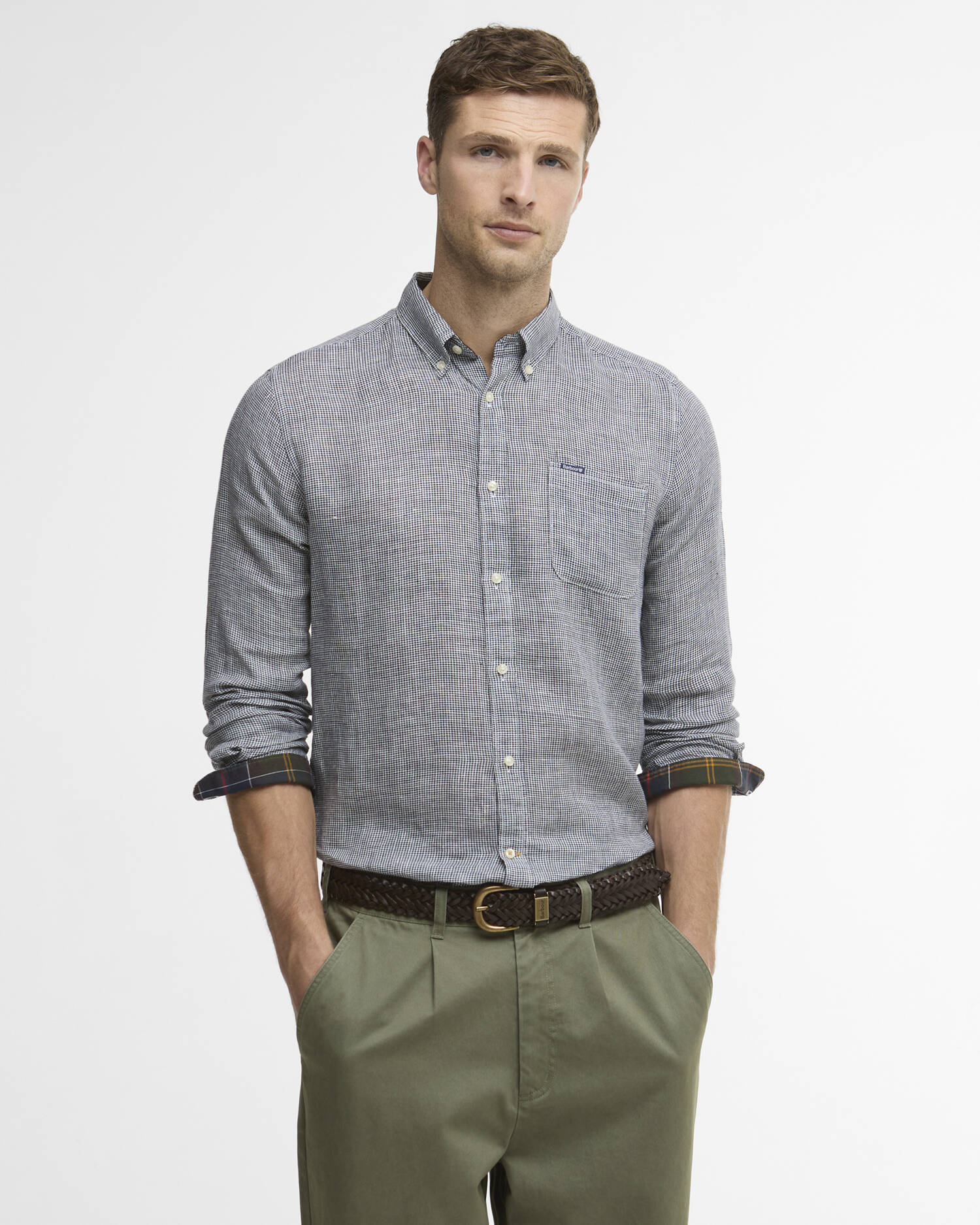Barbour Navy Linton Tailored Shirt #Colour_Navy