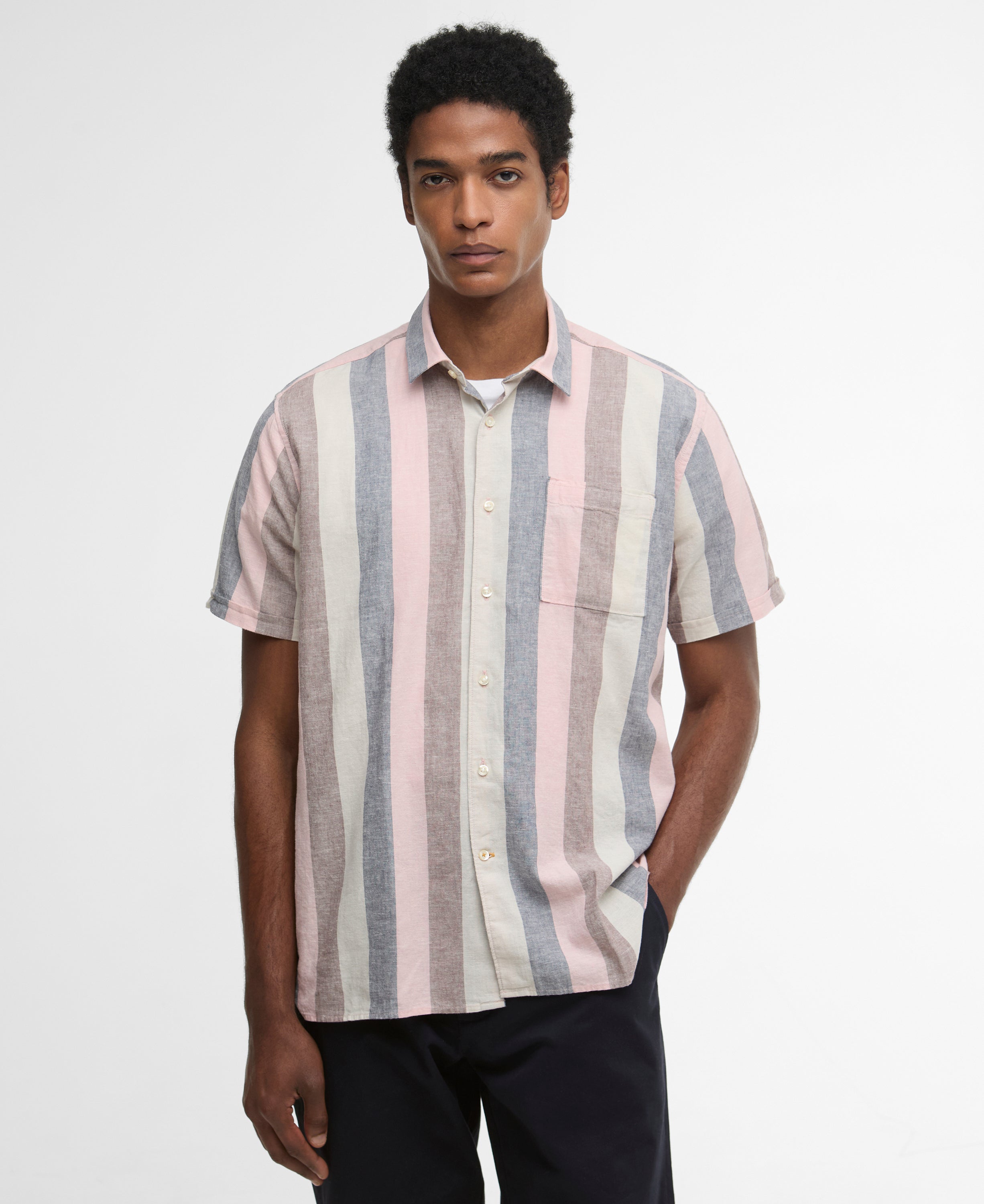 Barbour Pink Portwell Summer Fit Shirt #Colour_Pink