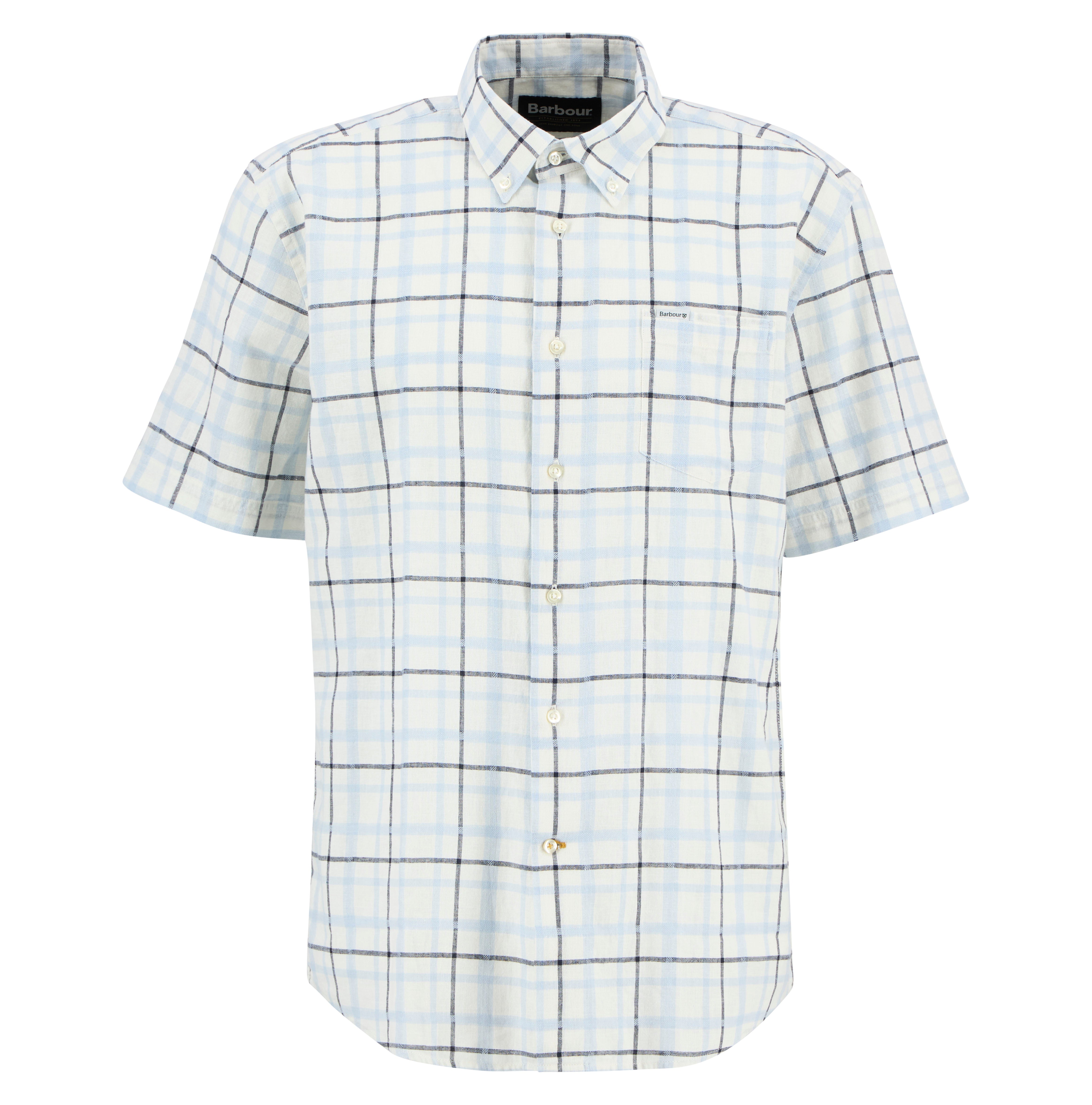 Barbour Heritage Blue Glover SS Linen Blend Regular Shirt #Colour_Heritage Blue