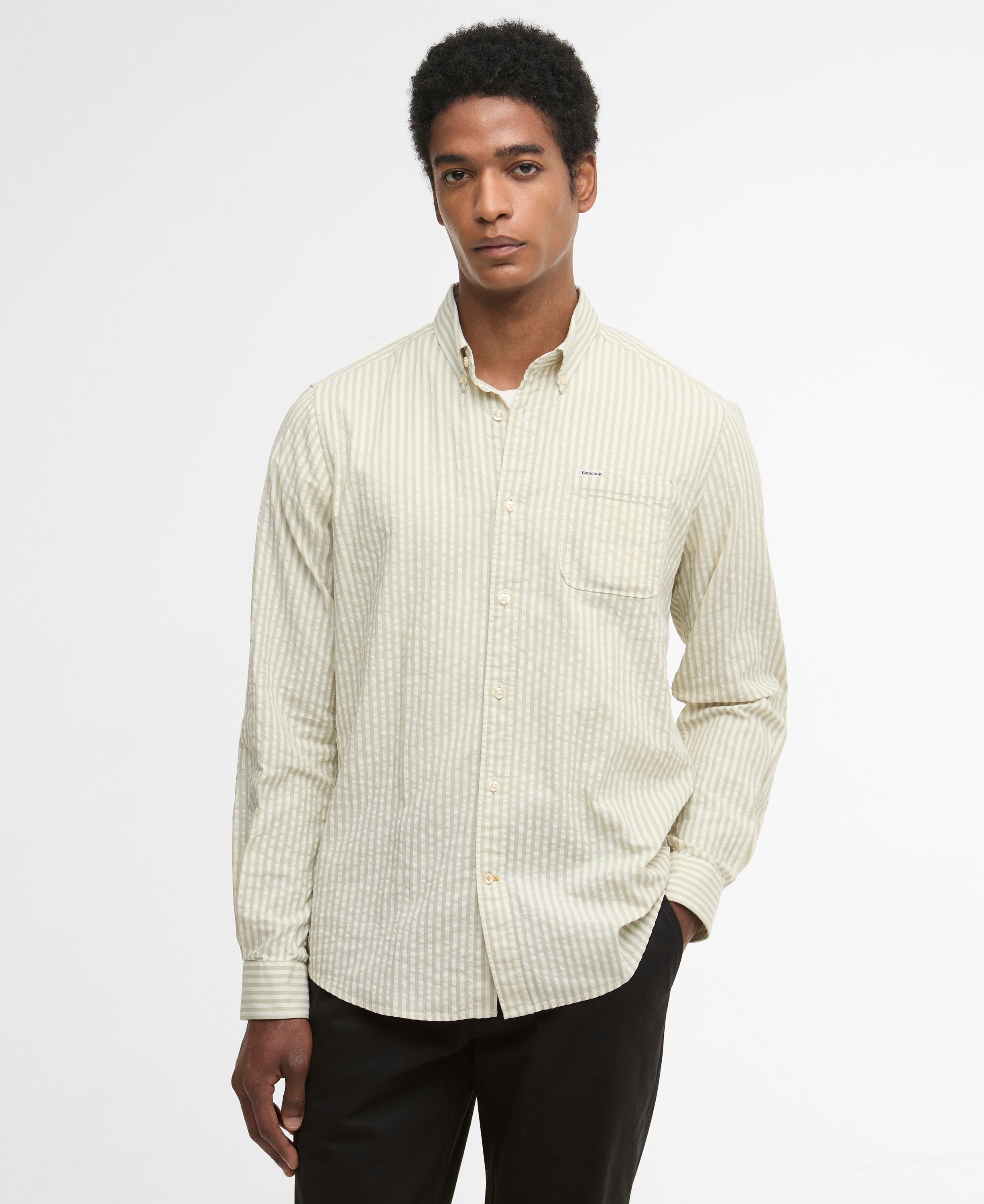 Barbour Sea Green Cresswell Seersucker LS Tailored Shirt #Colour_Sea Green