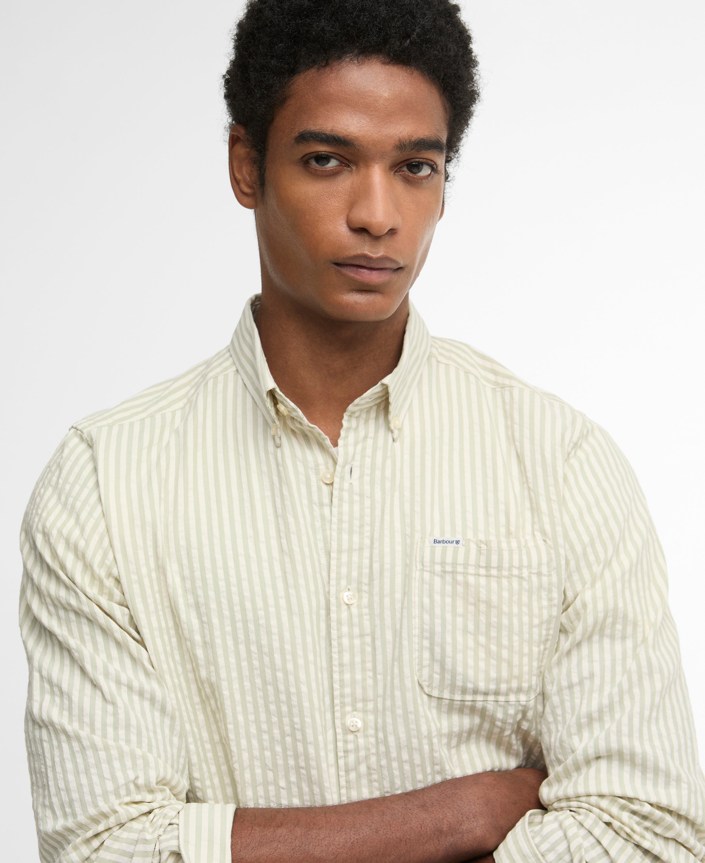Barbour Sea Green Cresswell Seersucker LS Tailored Shirt #Colour_Sea Green