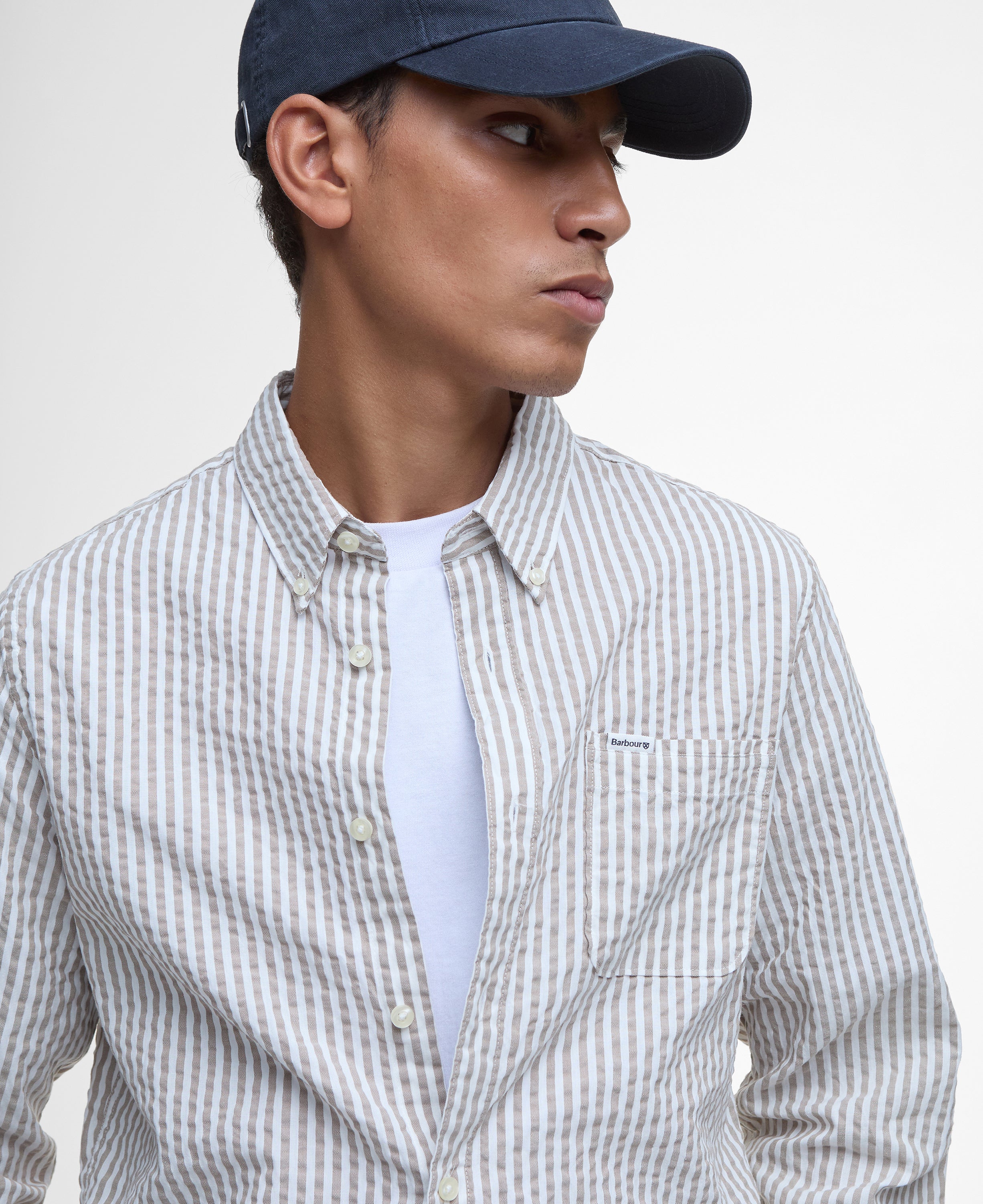 Barbour Sea Green Cresswell Seersucker LS Tailored Shirt #Colour_Sea Green