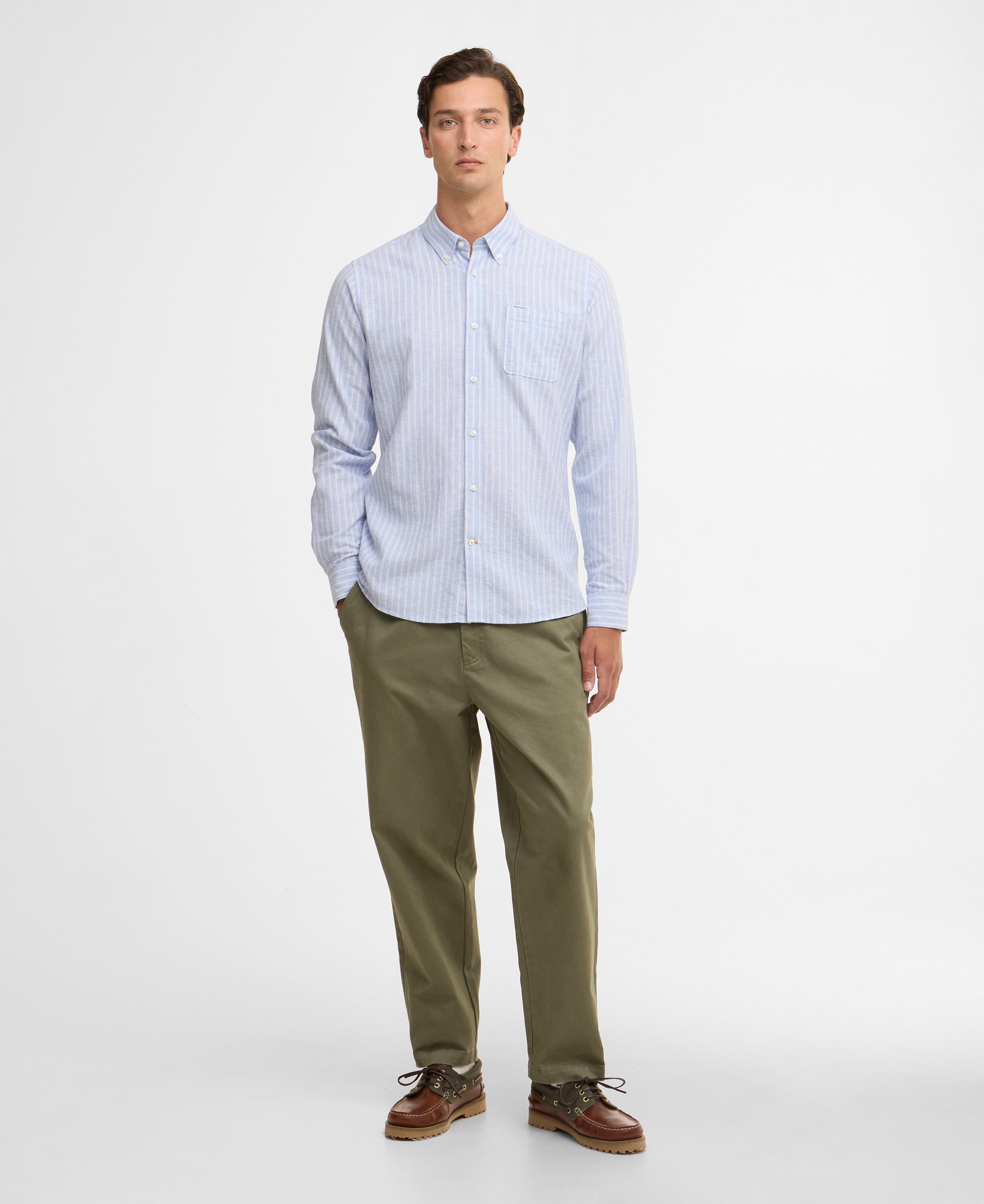 Barbour Blue Nelson Striped LS Tailored Shirt #Colour_Blue
