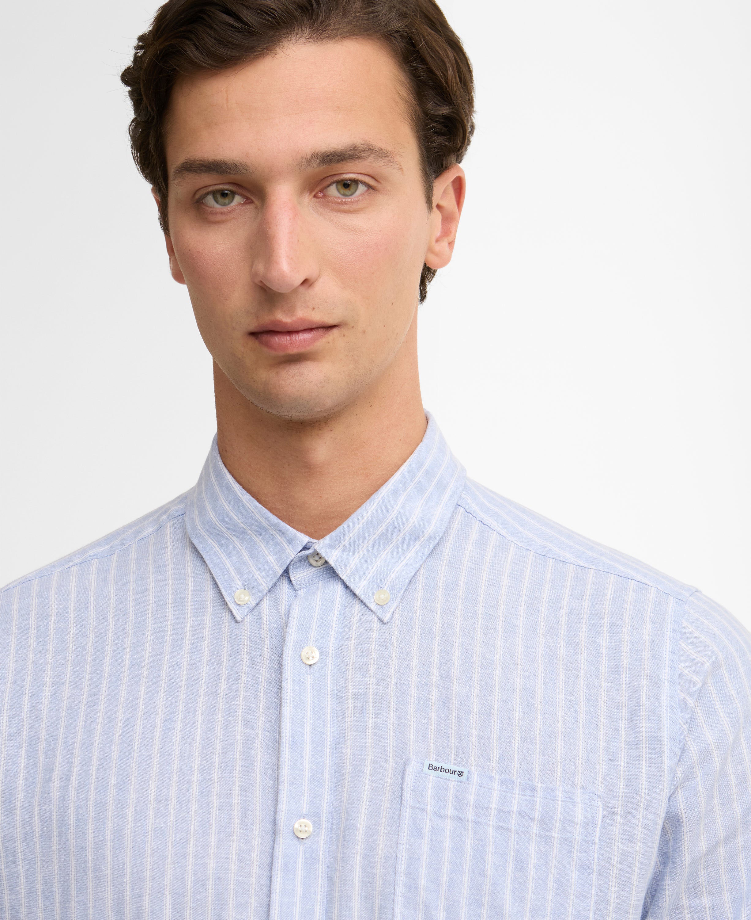 Barbour Blue Nelson Striped LS Tailored Shirt #Colour_Blue