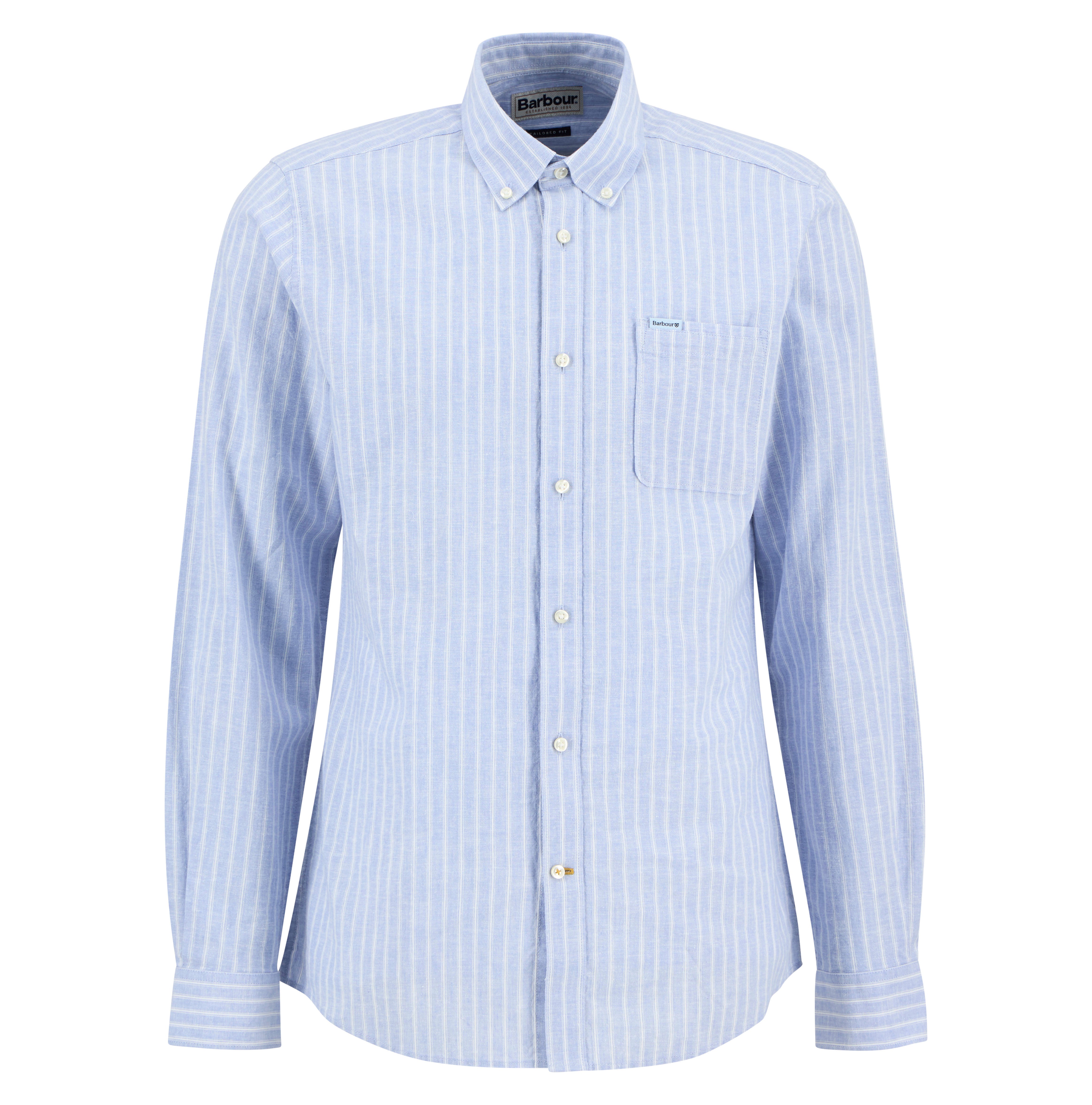 Barbour Blue Nelson Striped LS Tailored Shirt #Colour_Blue