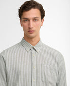 Barbour Bleached Olive Nelson Striped LS Tailored Shirt #Colour_Bleached Olive