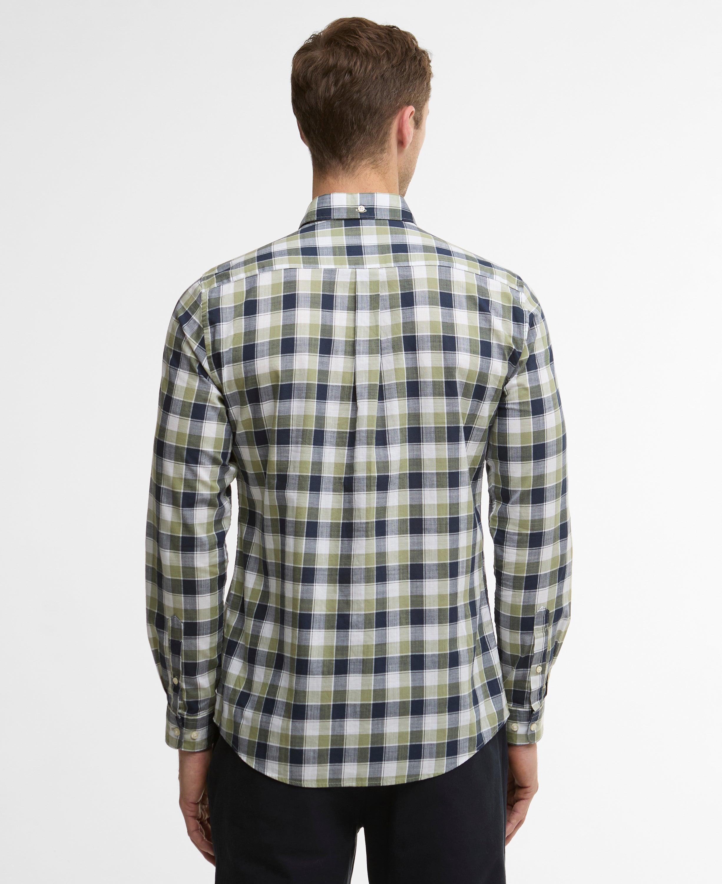 Barbour Olive Harwood Gingham Tailored Shirt #Colour_Olive