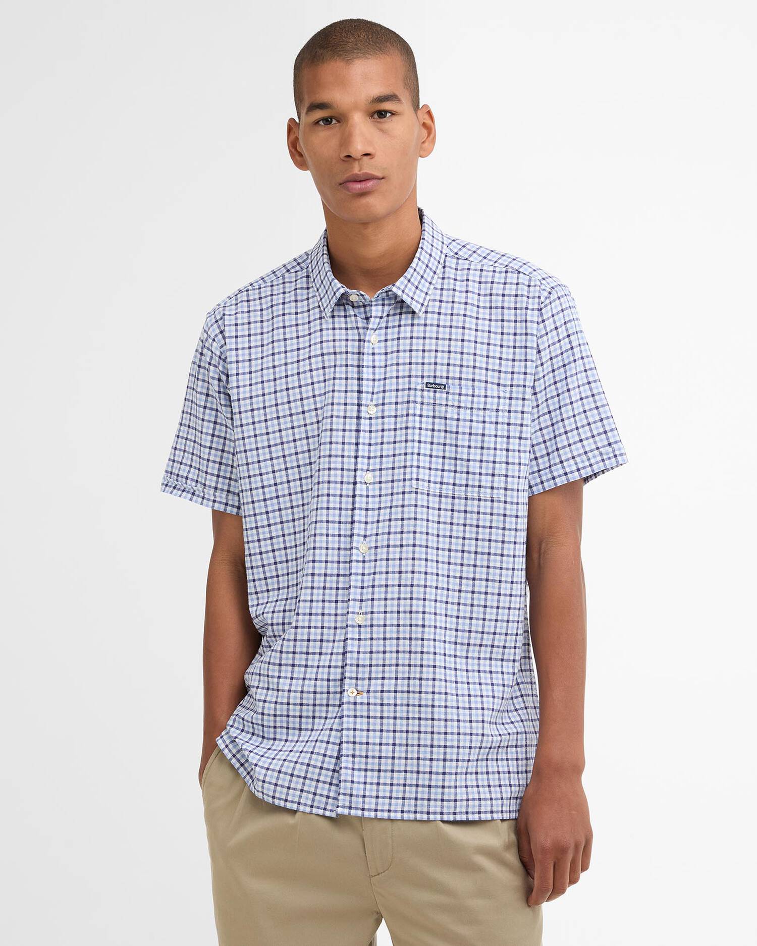 Barbour Blue Nelson Gingham LS Tailored Shirt #Colour_Blue
