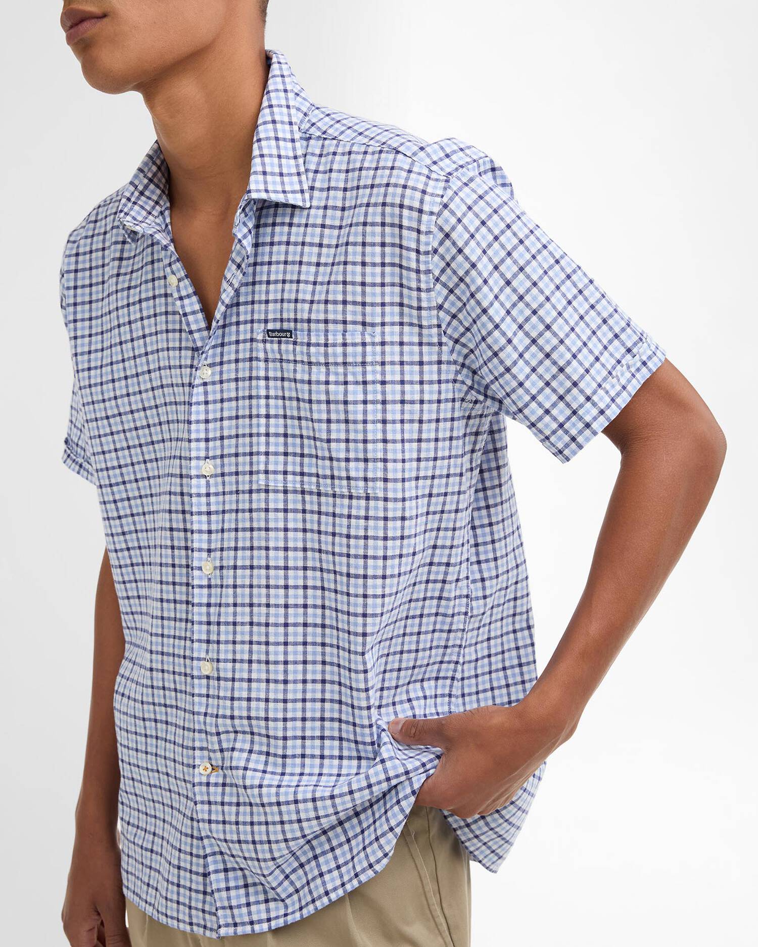 Barbour Blue Nelson Gingham LS Tailored Shirt #Colour_Blue