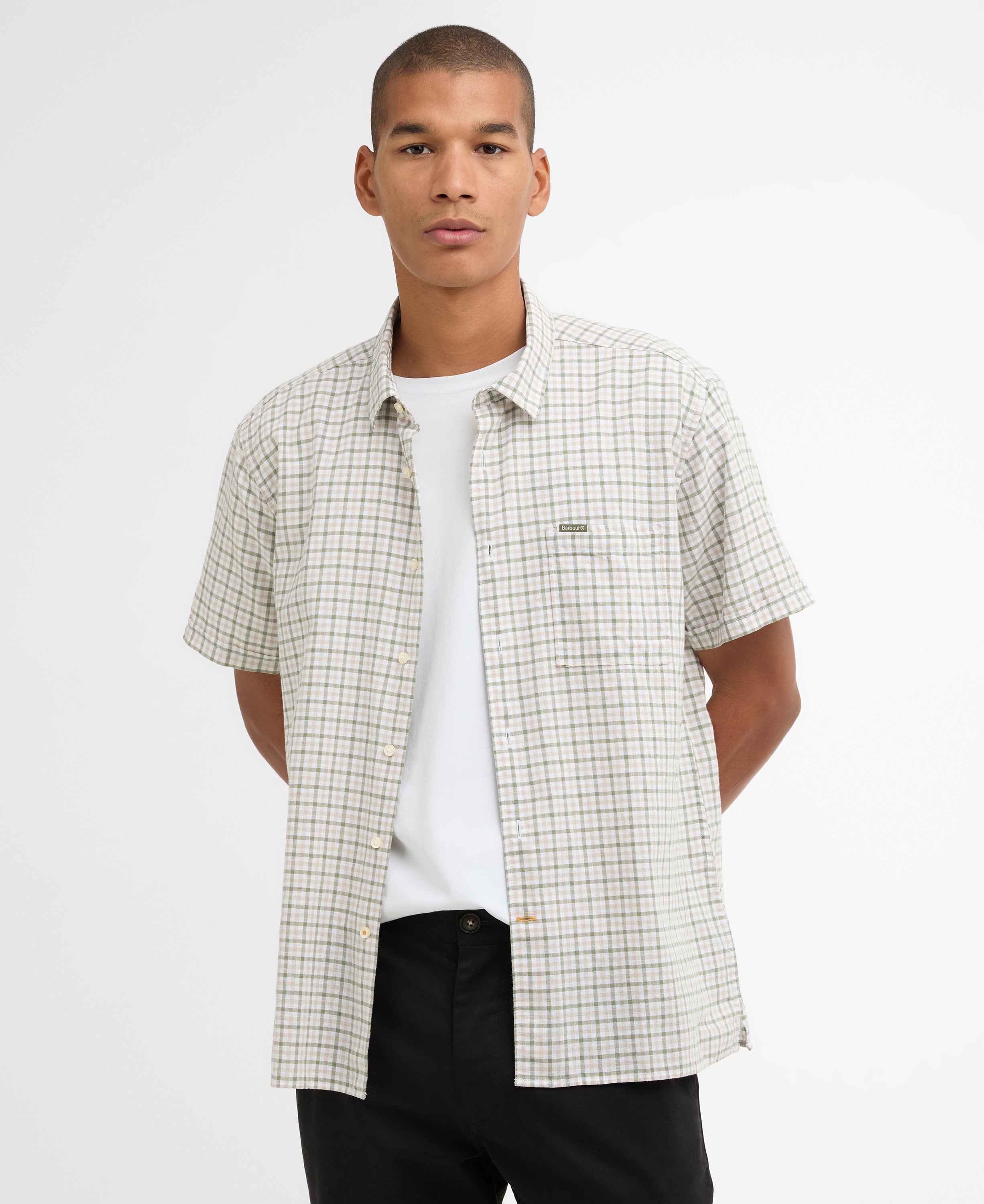 Barbour Stone Nelson Gingham Summer Fit Shirt #Colour_Stone