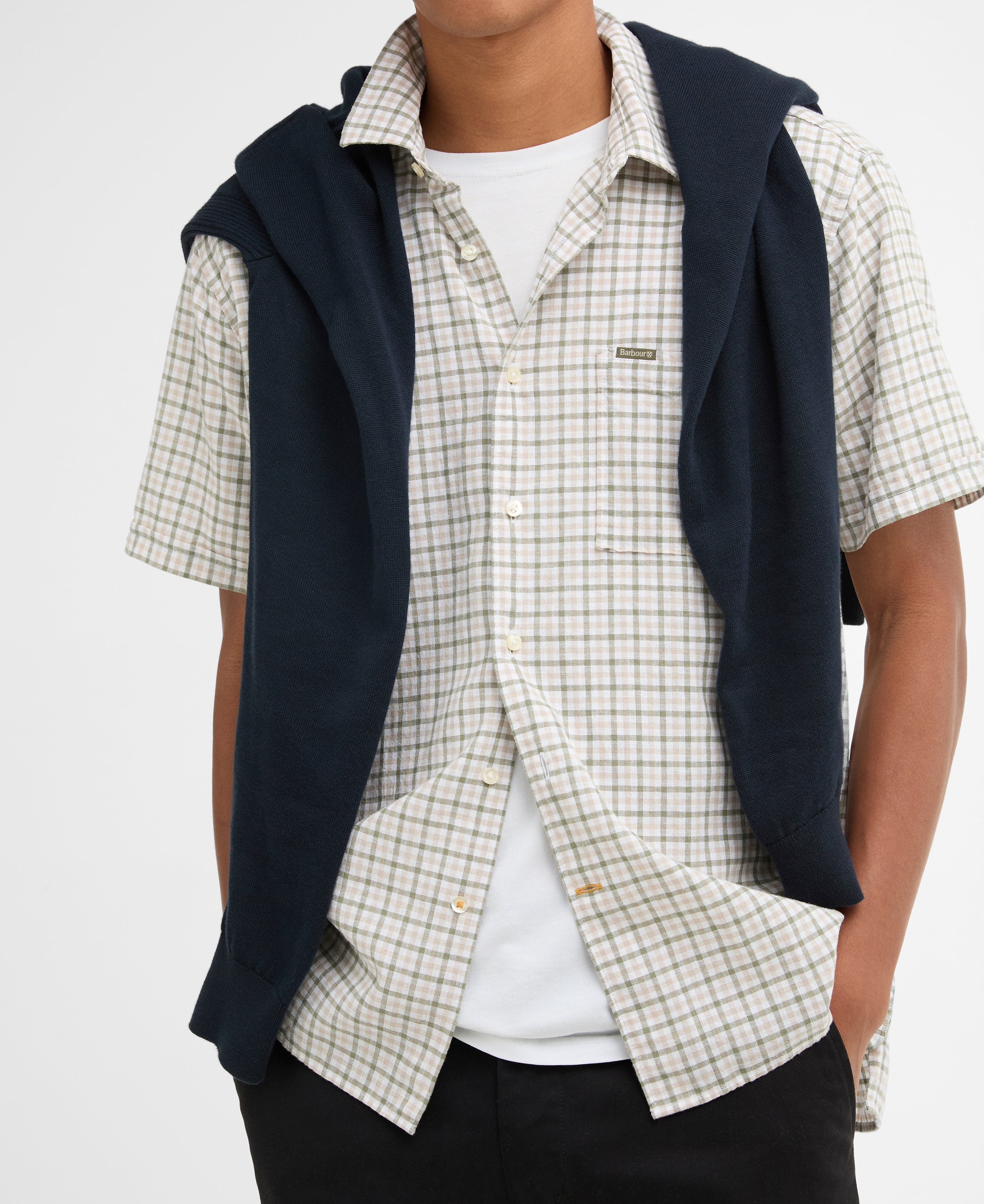 Barbour Stone Nelson Gingham Summer Fit Shirt #Colour_Stone