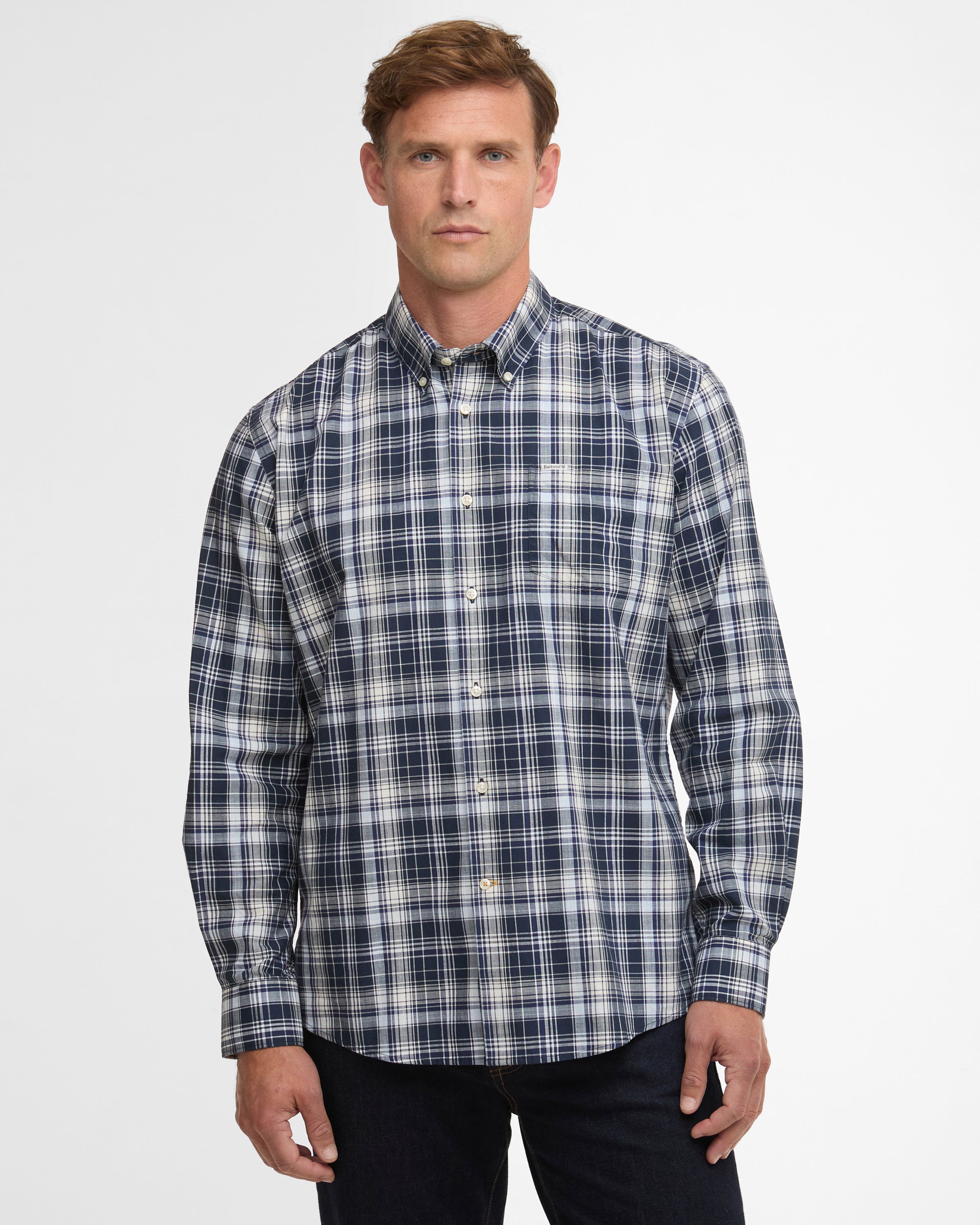Barbour Navy Witton Checked Regular Shirt #Colour_Navy