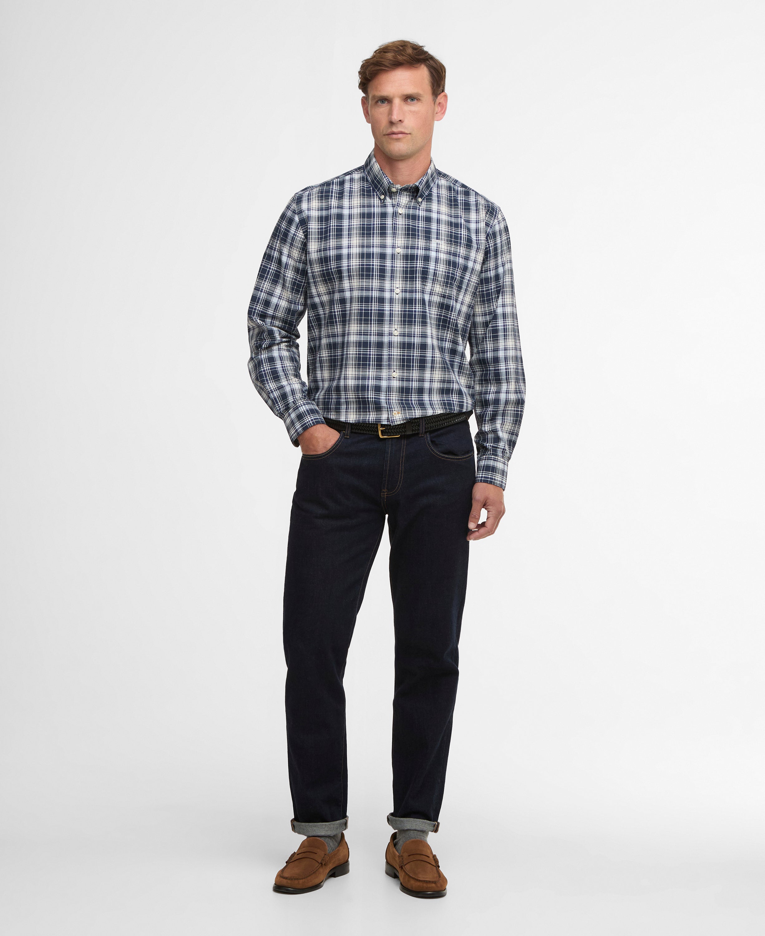 Barbour Navy Witton Checked Regular Shirt #Colour_Navy