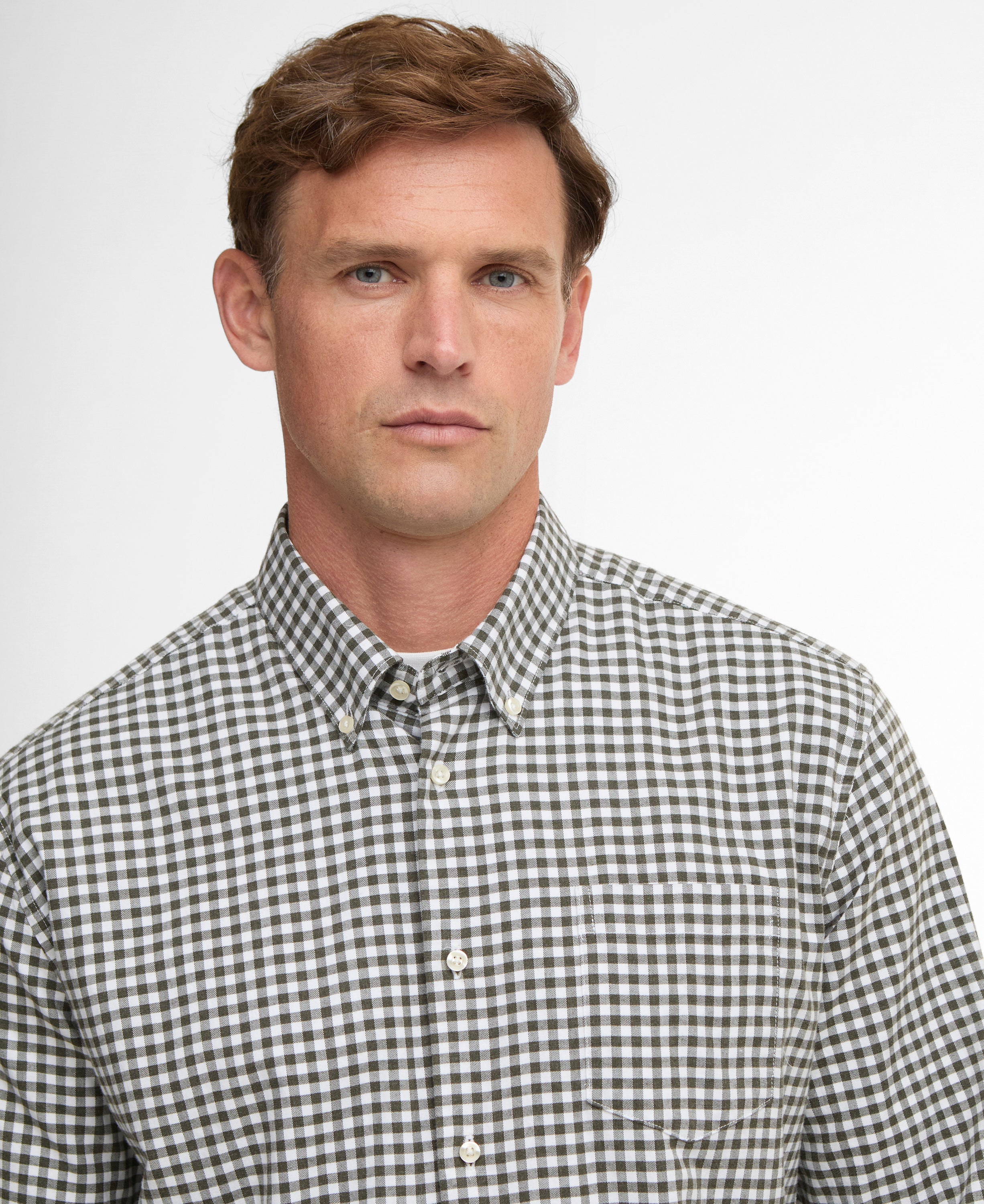 Barbour Pink Gingham Aukside Regular Shirt #Colour_Pink
