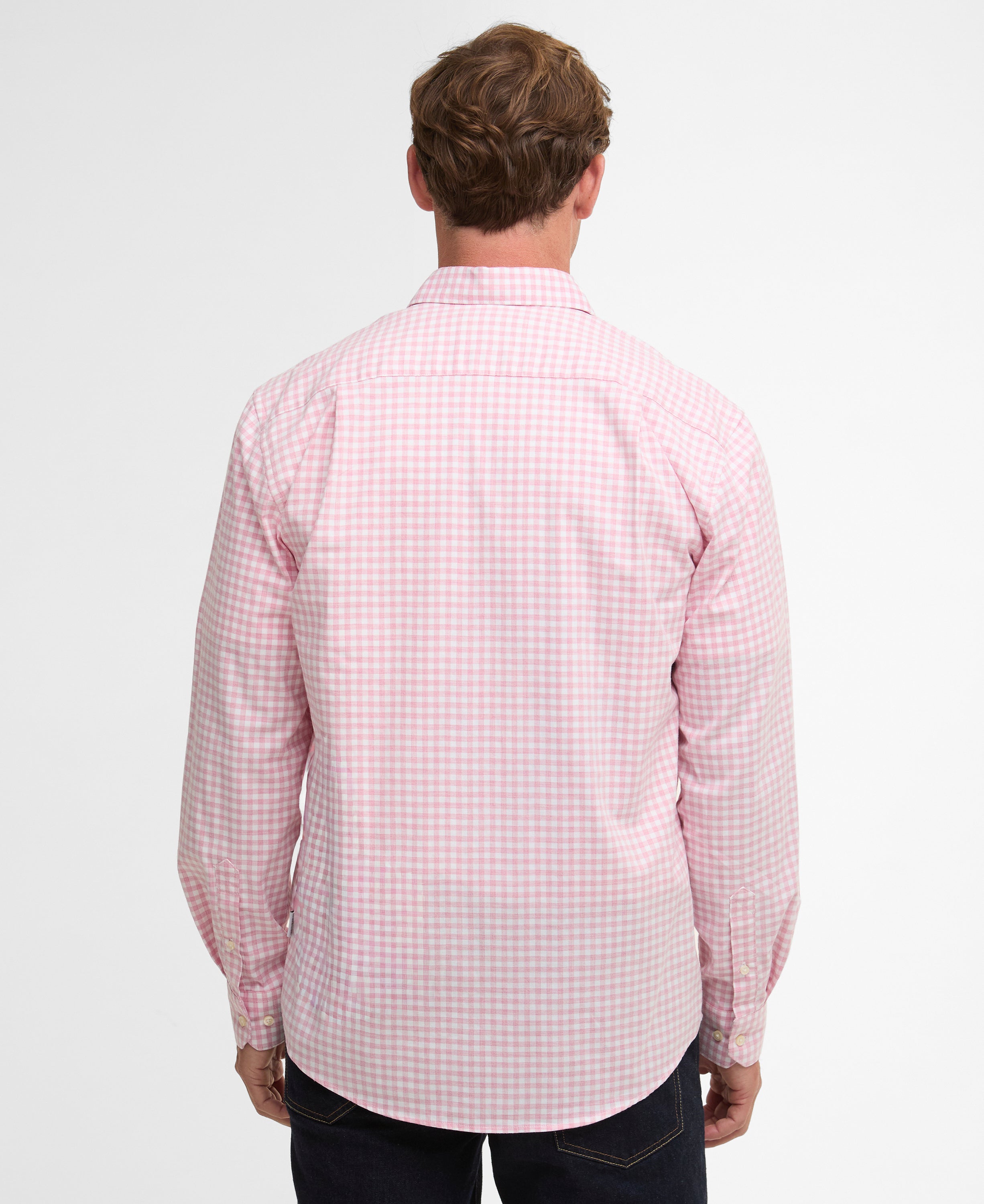 Barbour Pink Gingham Aukside Regular Shirt #Colour_Pink