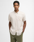 Barbour Mist Linton Linen SS Tailored Shirt #Colour_Mist