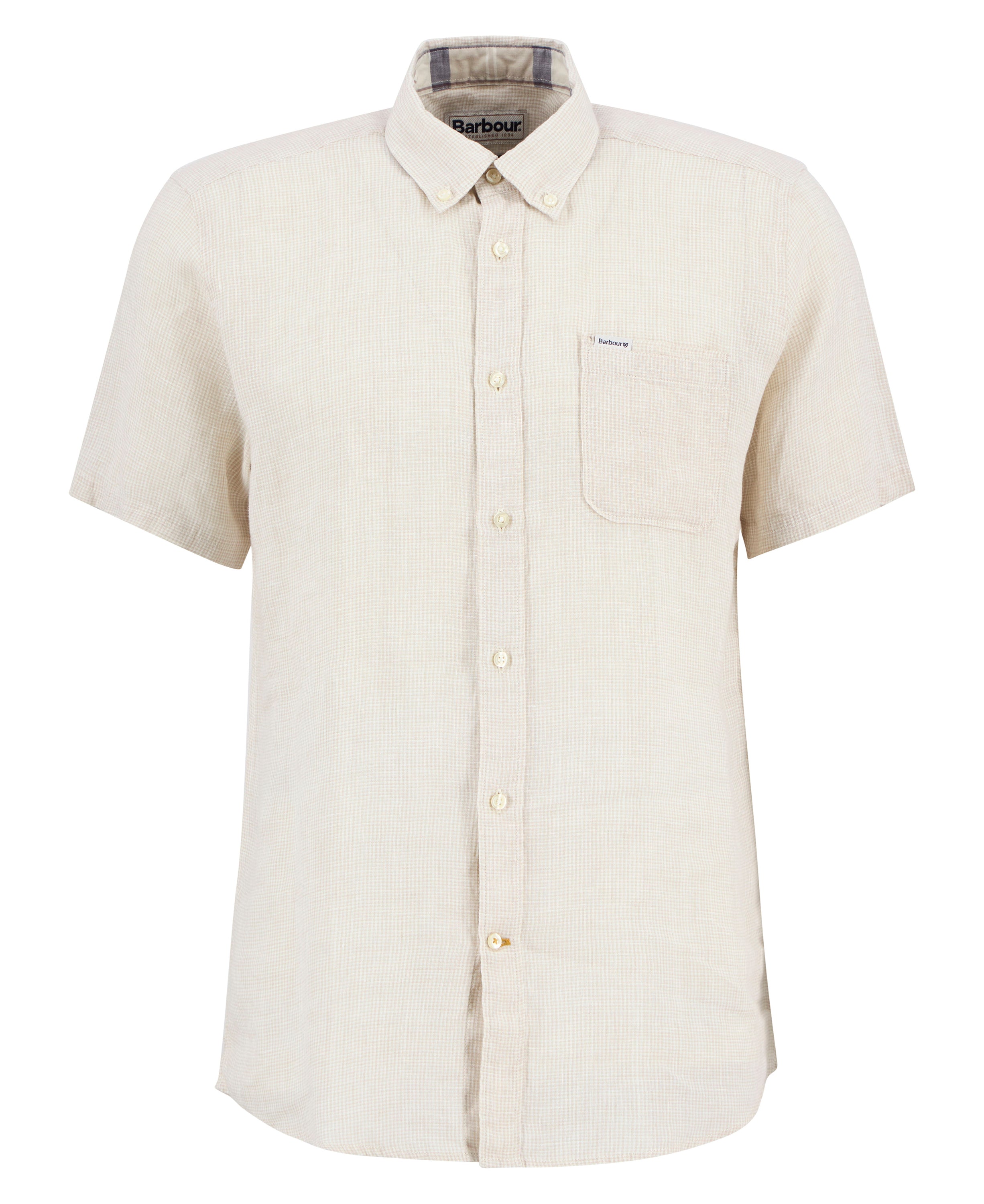 Barbour Mist Linton Linen SS Tailored Shirt #Colour_Mist